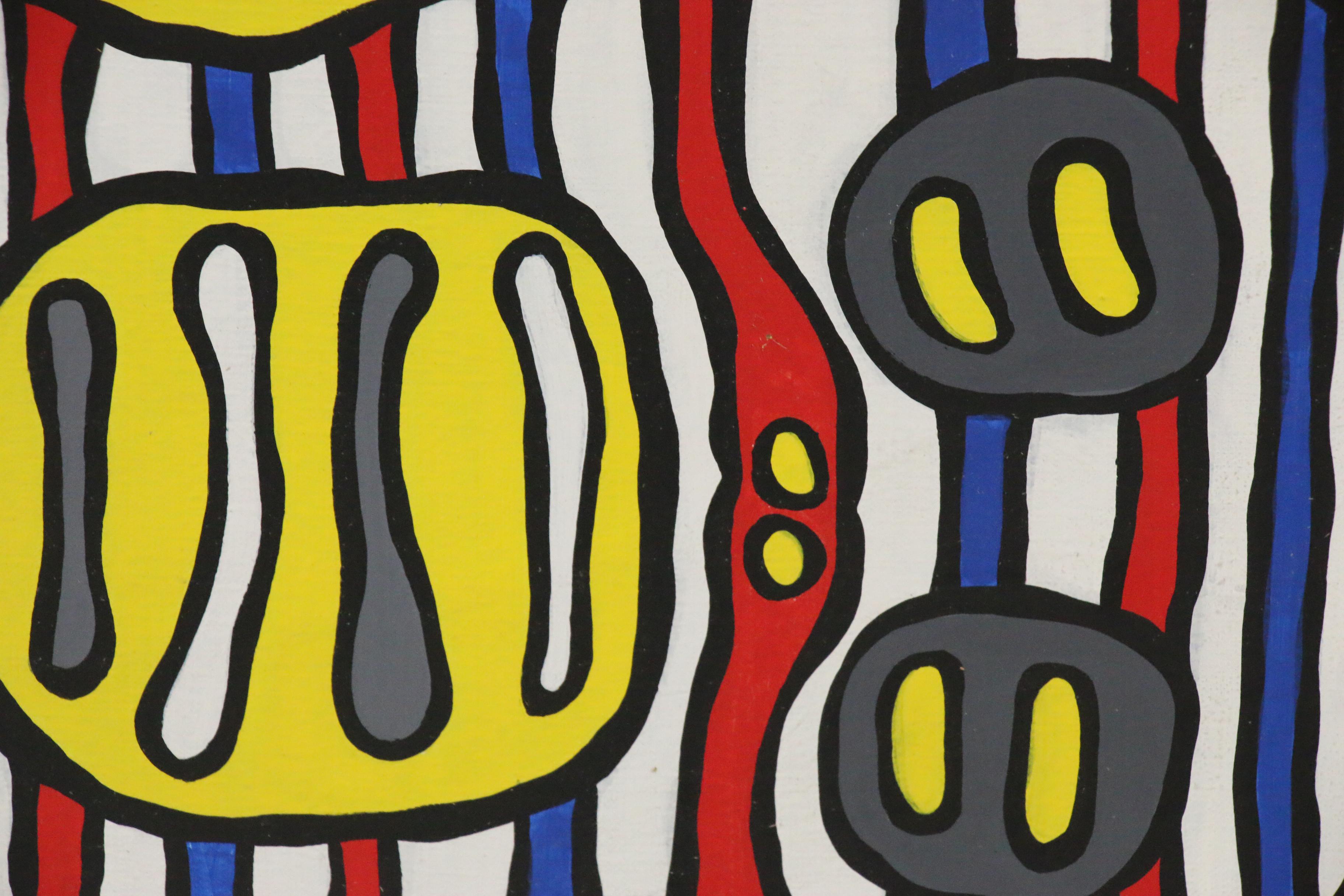 Achillo "Achi" Sullo Flat-Color Abstraction Oil Painting, circa 1969