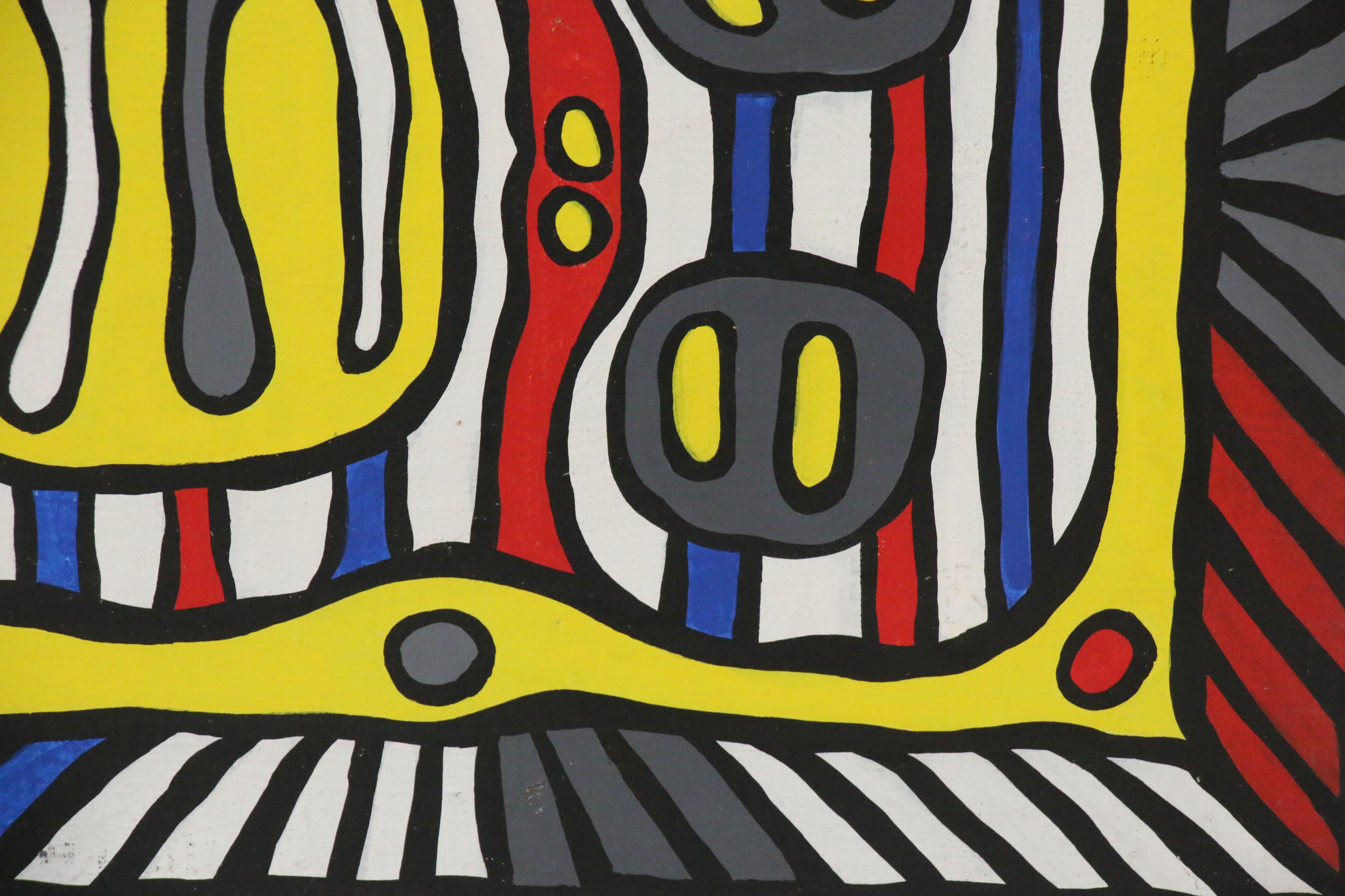 Achillo "Achi" Sullo Flat-Color Abstraction Oil Painting, circa 1969