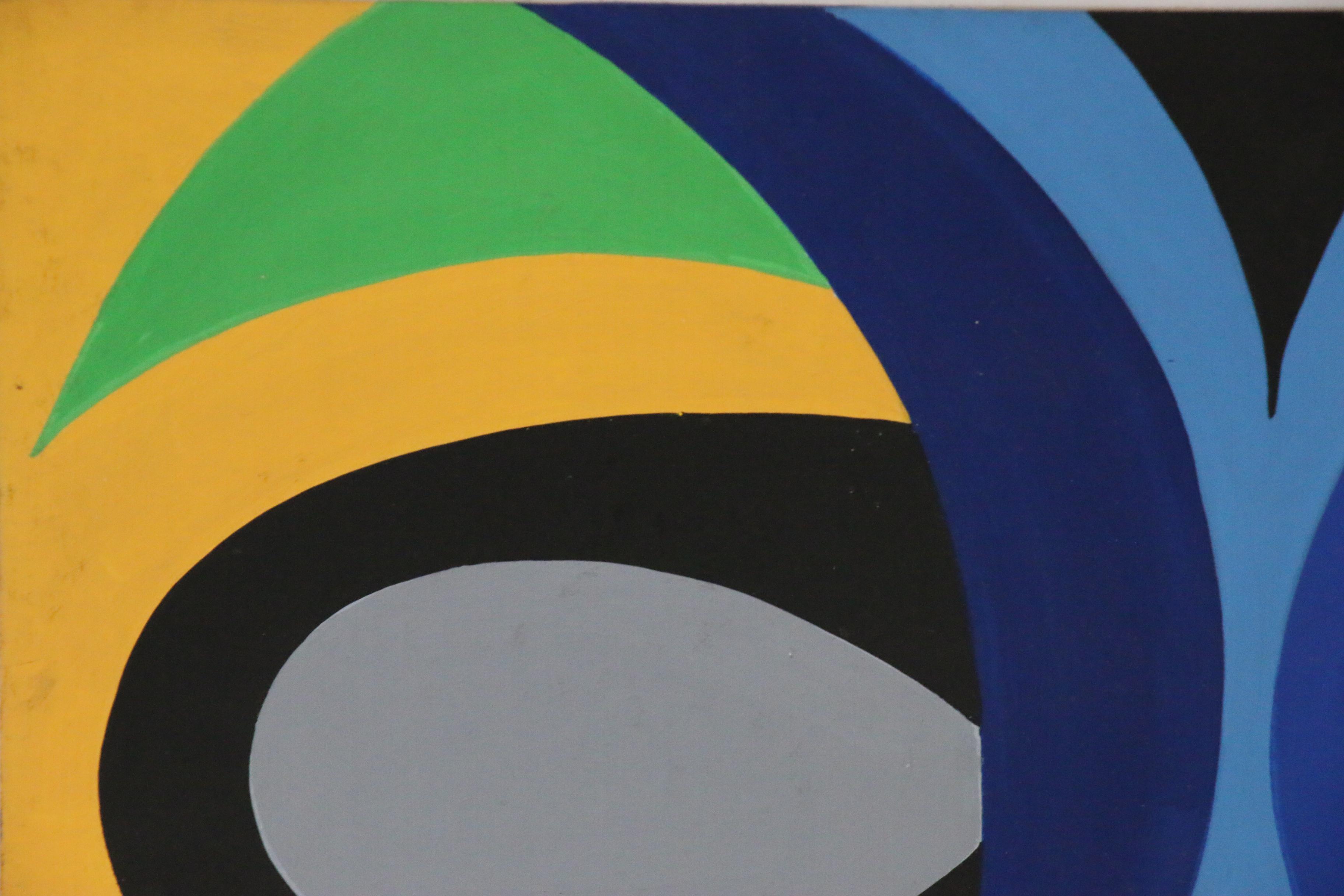 Achillo “Achi” Sullo Flat-Color Abstraction Oil Painting, circa 1972