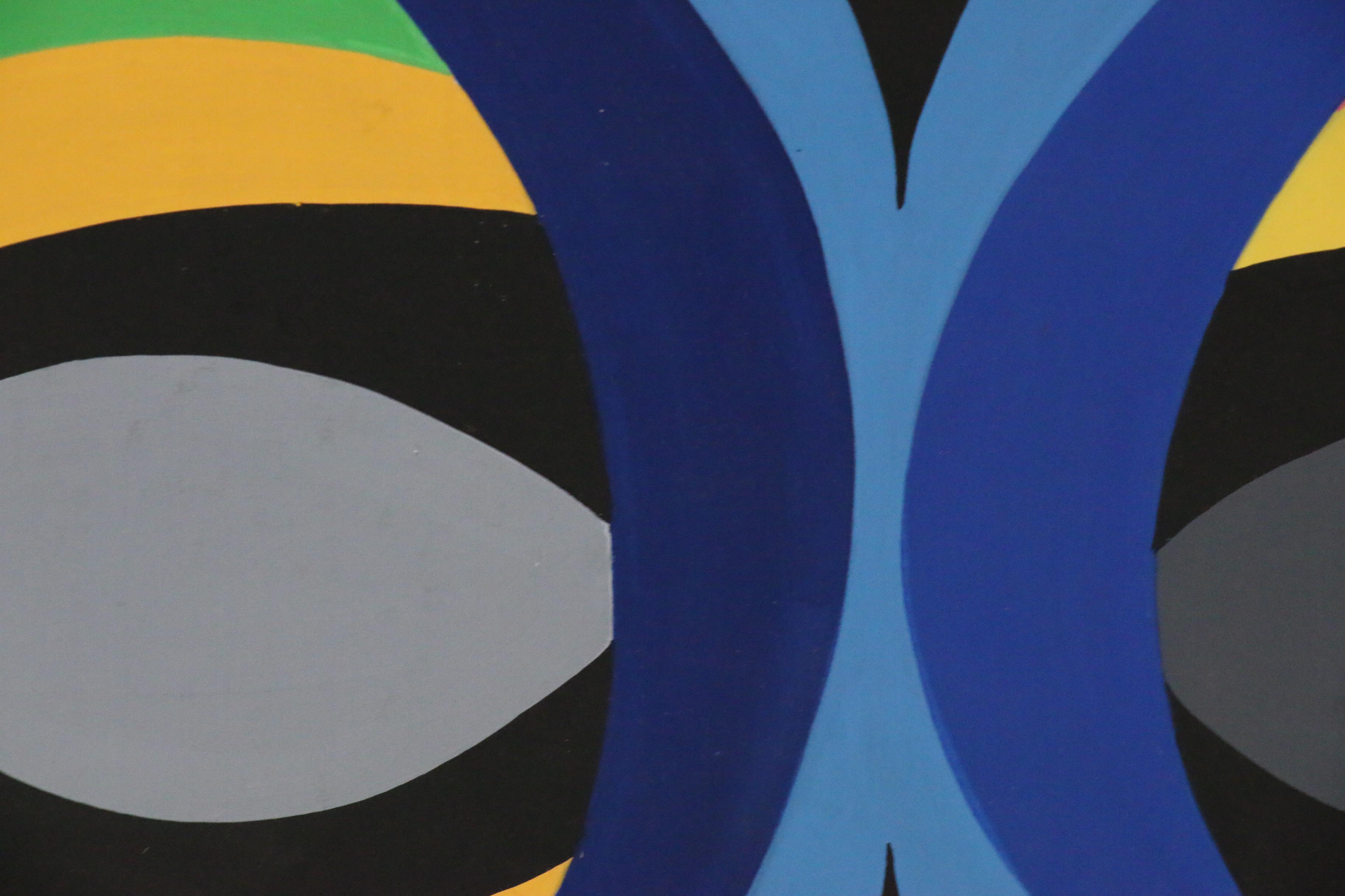 Achillo “Achi” Sullo Flat-Color Abstraction Oil Painting, circa 1972