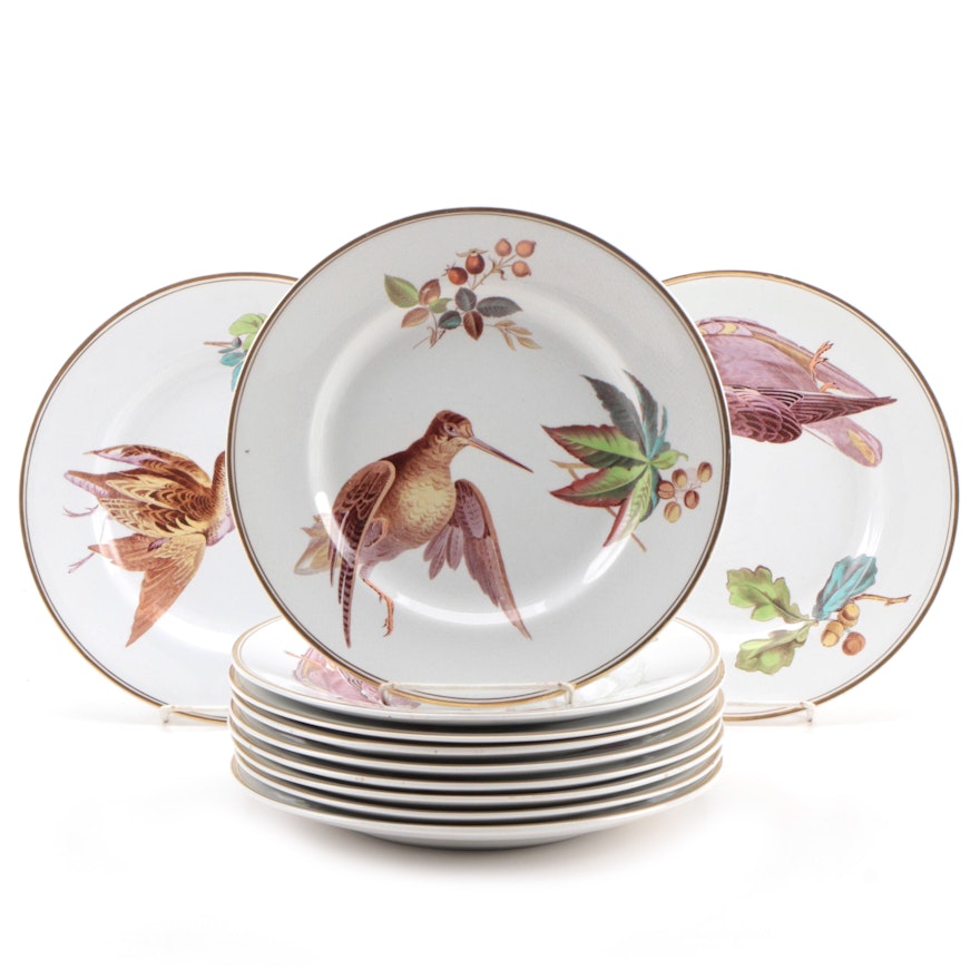 Pinder, Bourne & Co. Hand Colored Transferware Luncheon Plates, 1871