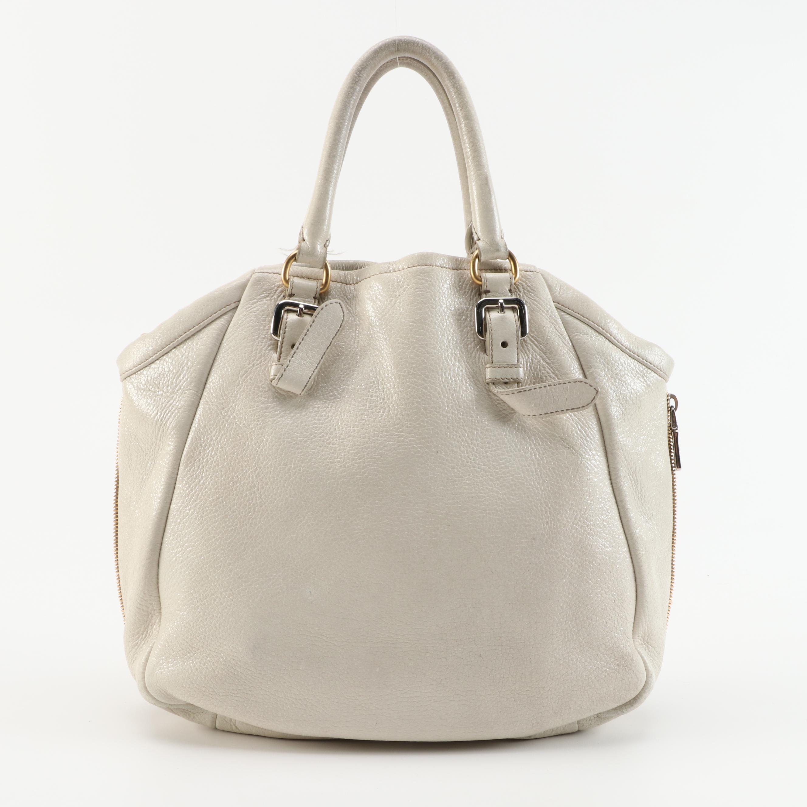 Prada Off-White Grained Leather Two-Way Bag