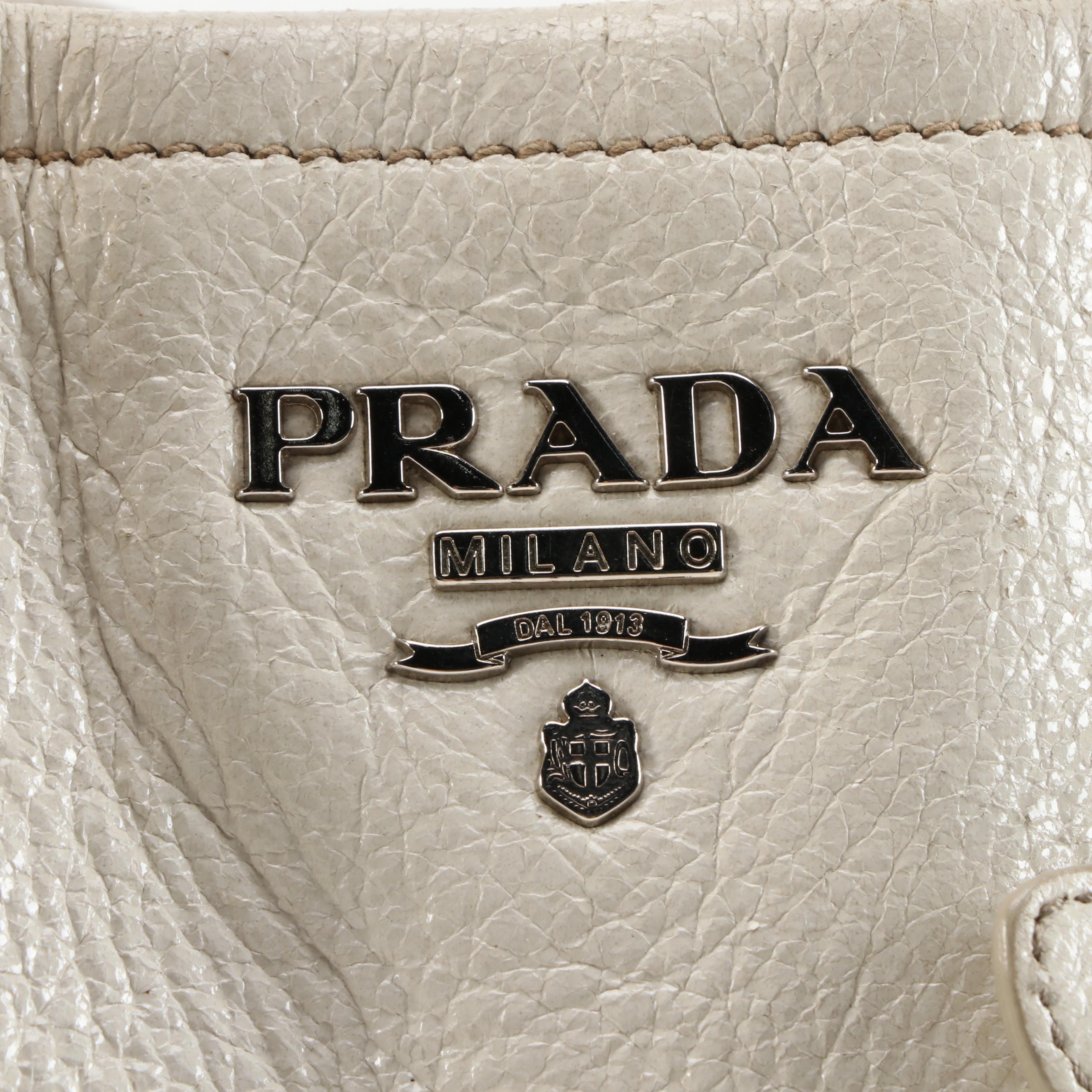 Prada Off-White Grained Leather Two-Way Bag