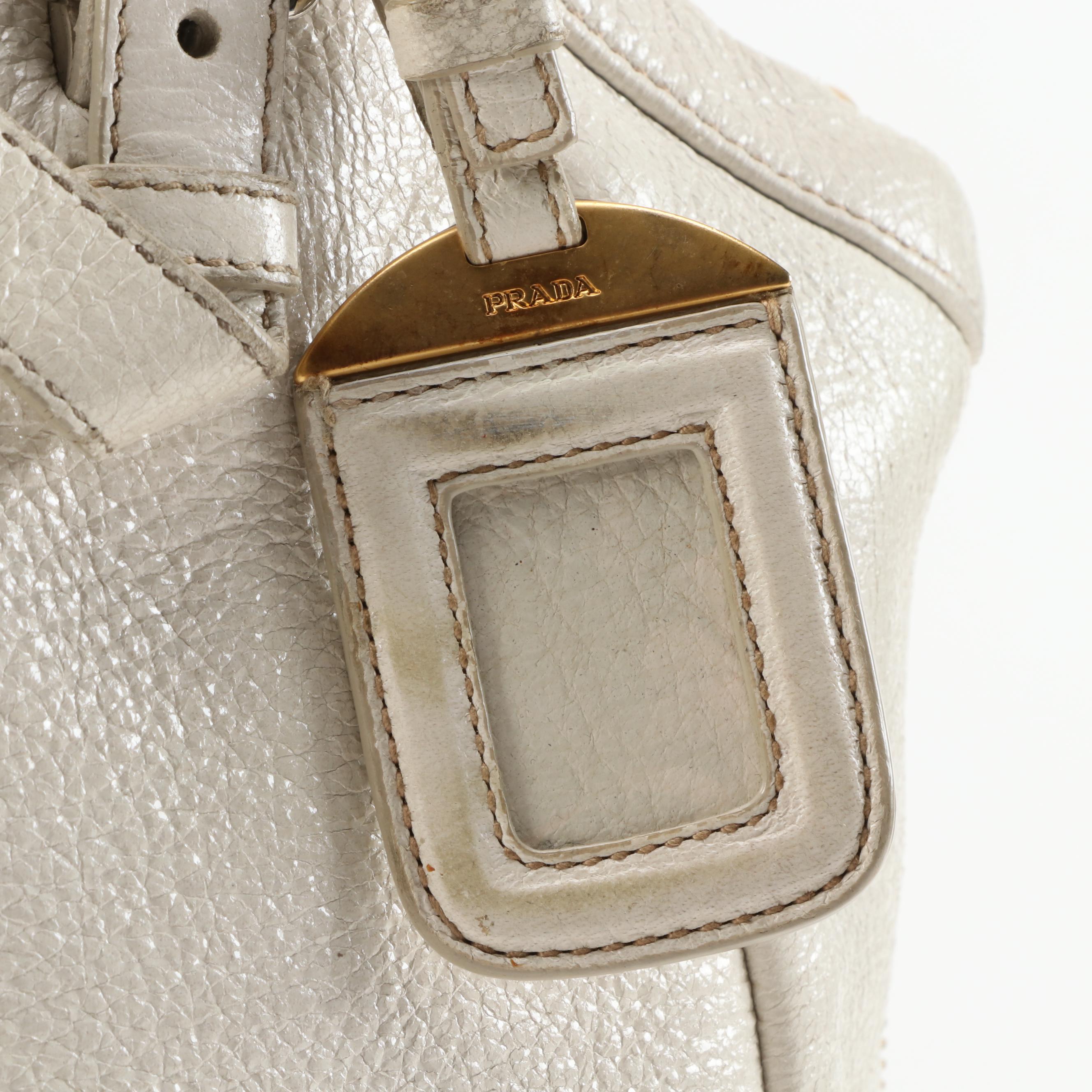 Prada Off-White Grained Leather Two-Way Bag