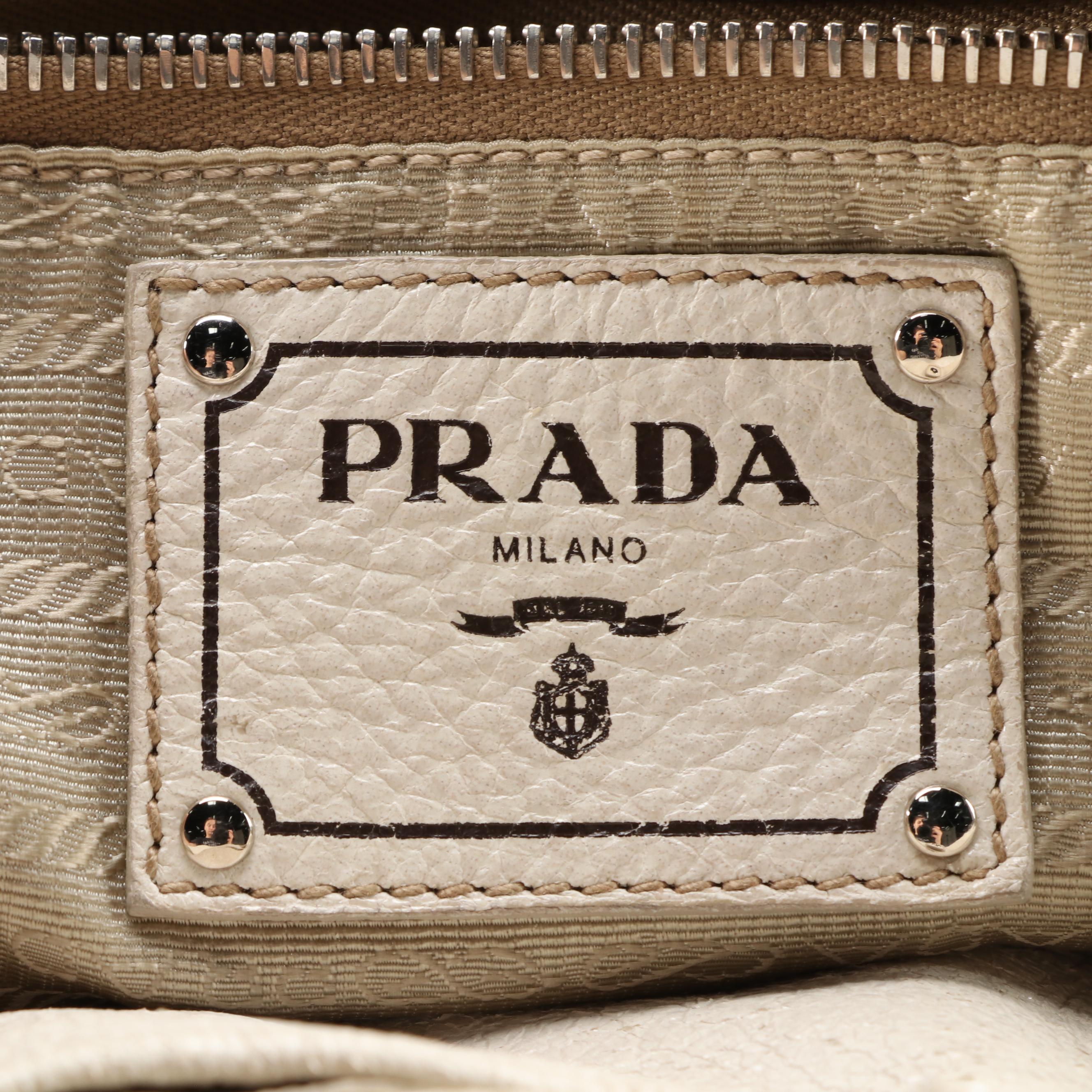 Prada Off-White Grained Leather Two-Way Bag