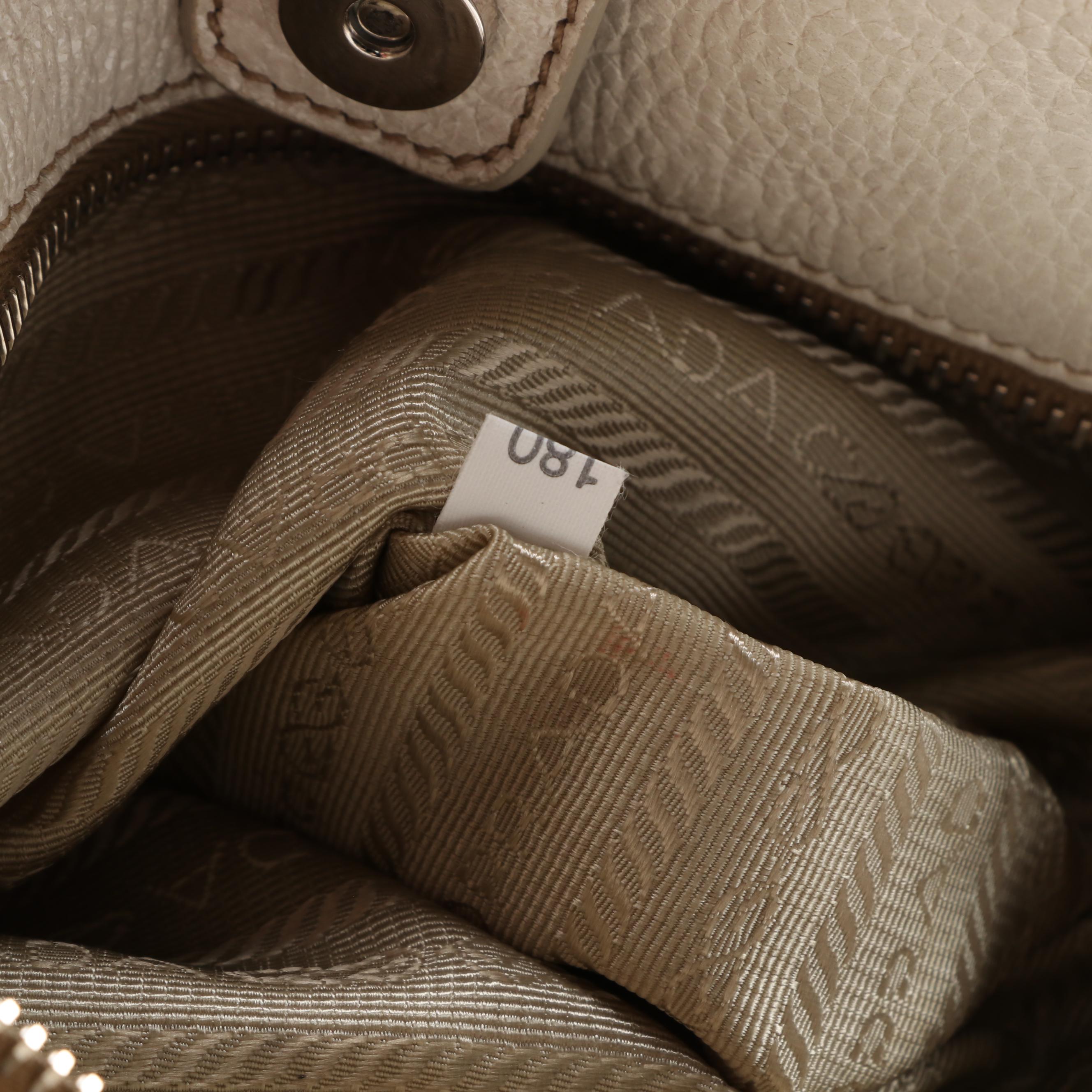 Prada Off-White Grained Leather Two-Way Bag