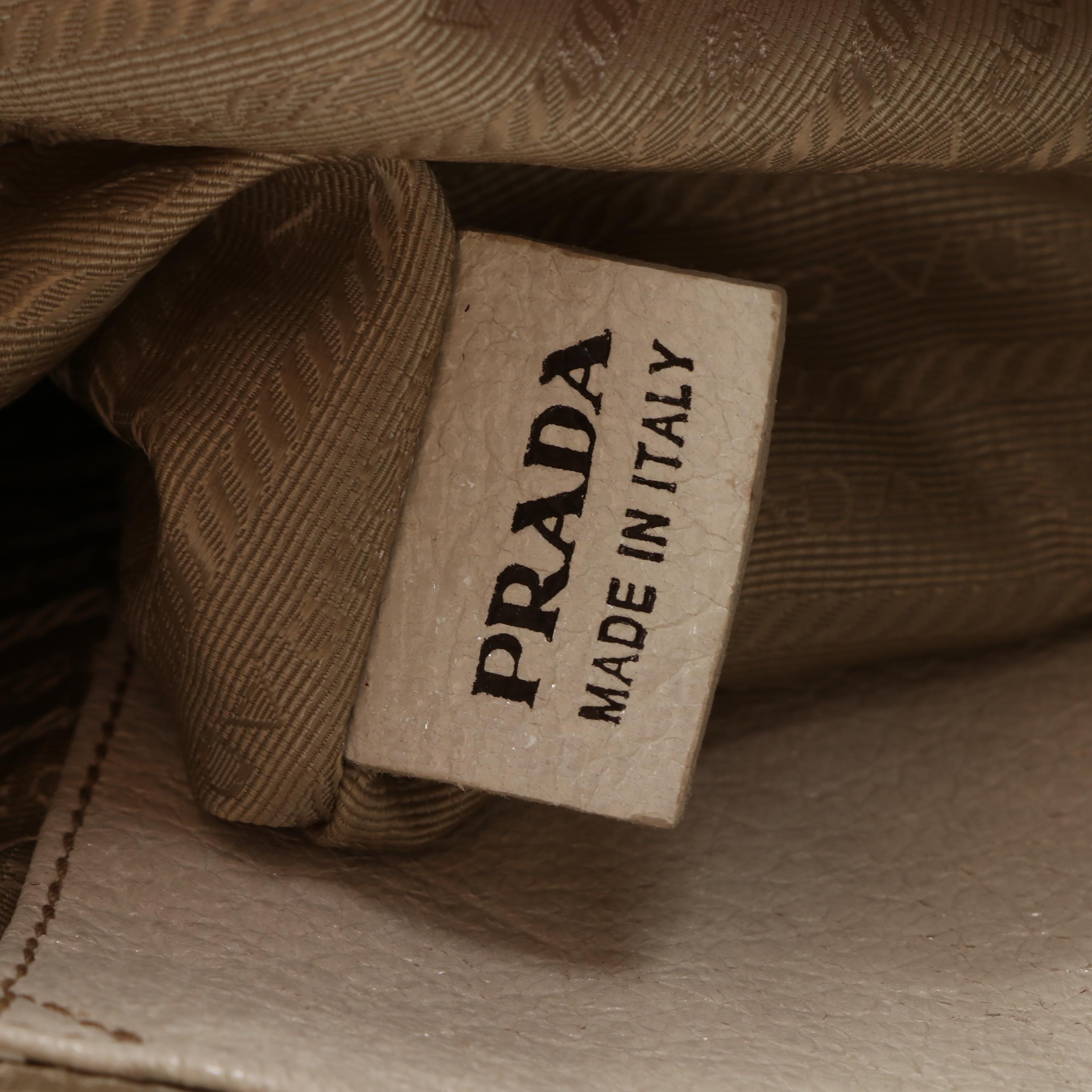 Prada Off-White Grained Leather Two-Way Bag