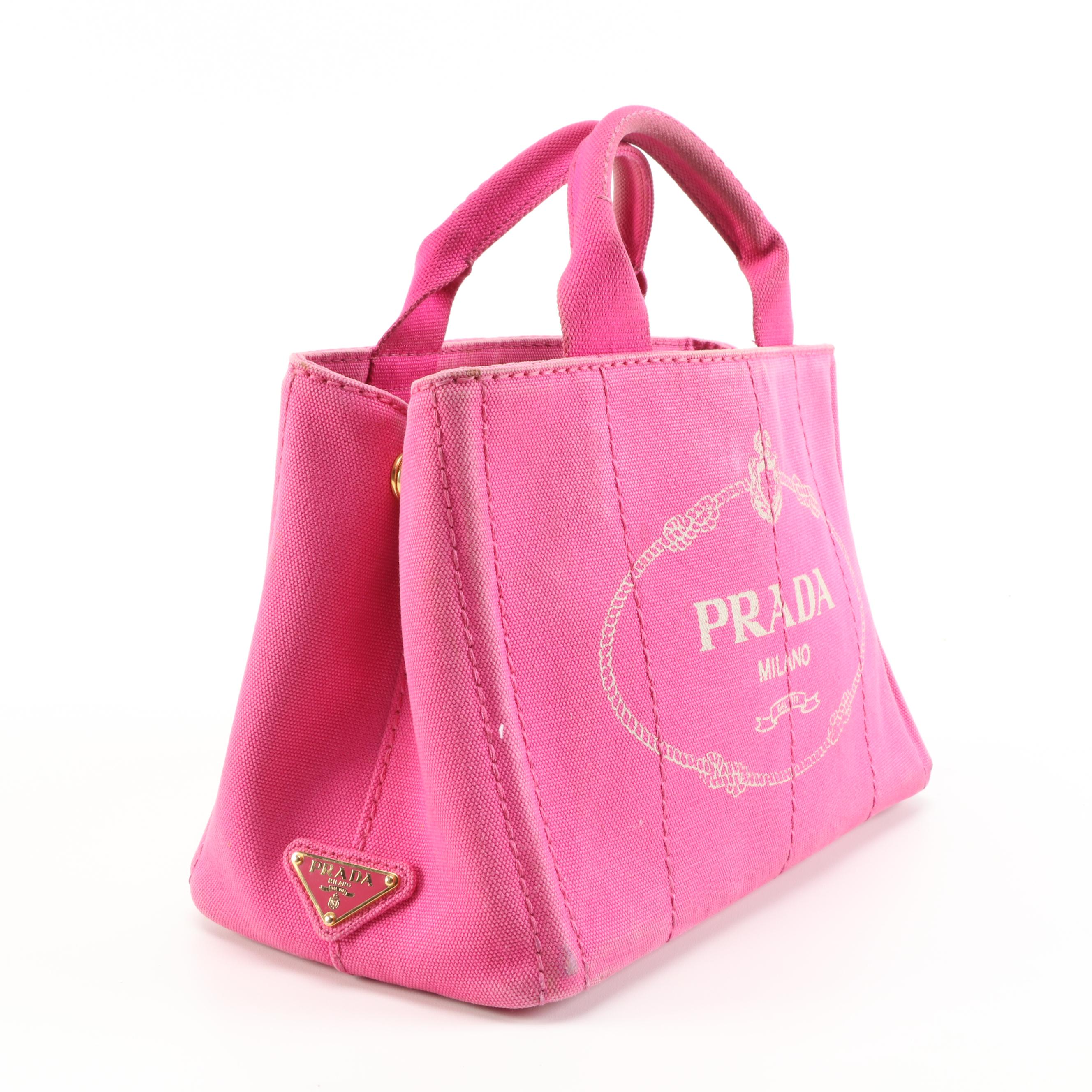 Prada Canapa Pink Canvas Tote Bag