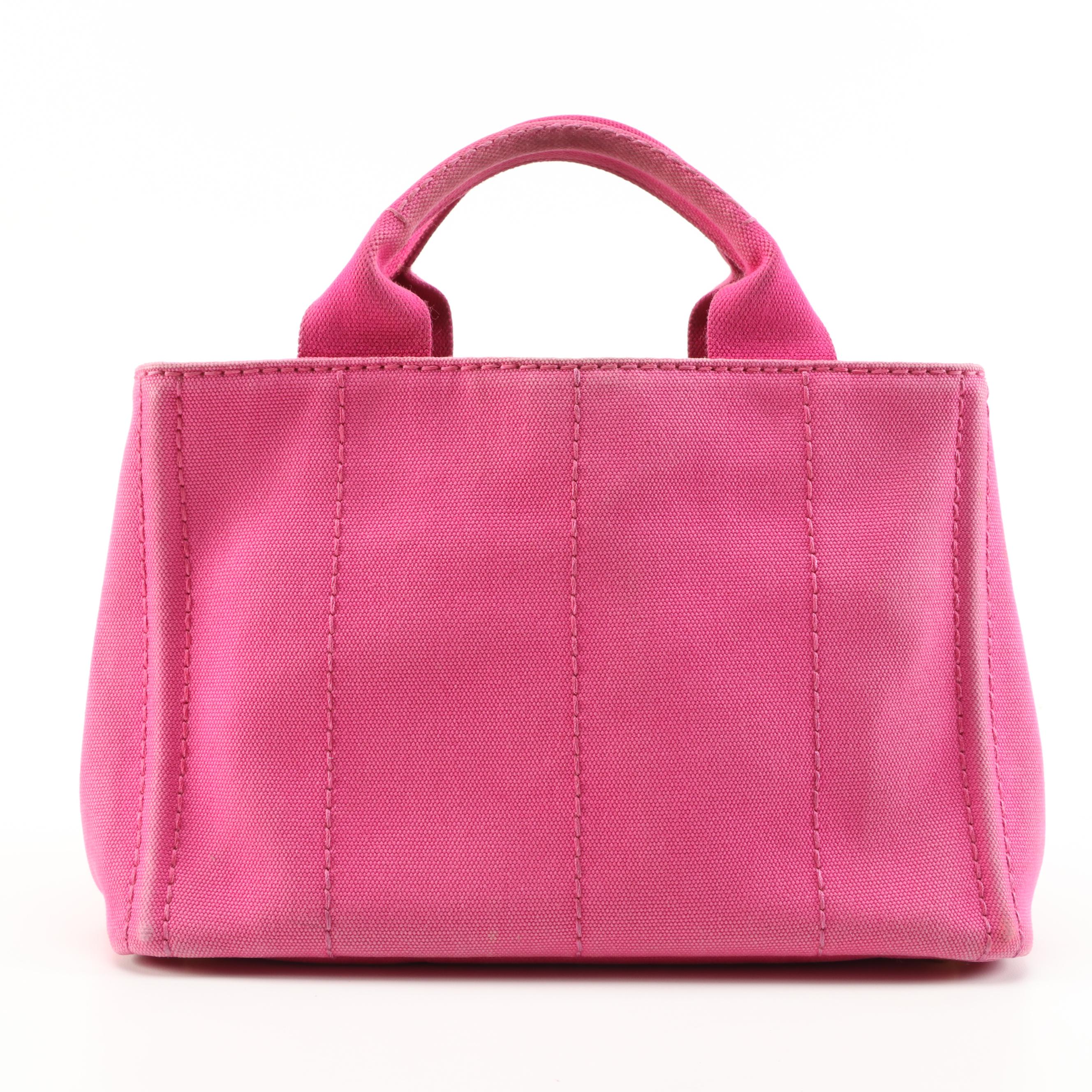 Prada Canapa Pink Canvas Tote Bag