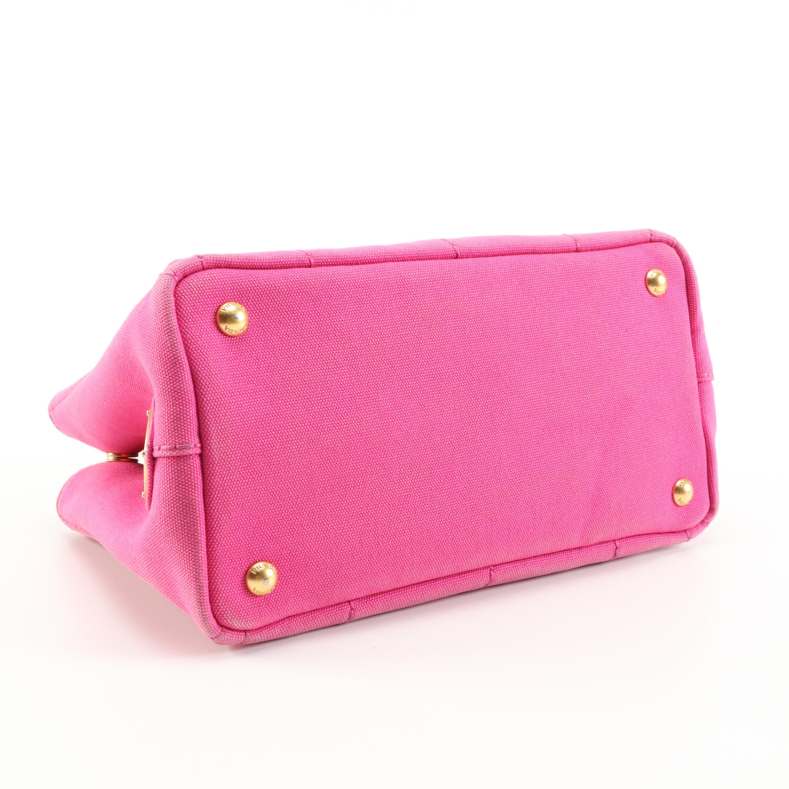 Prada Canapa Pink Canvas Tote Bag