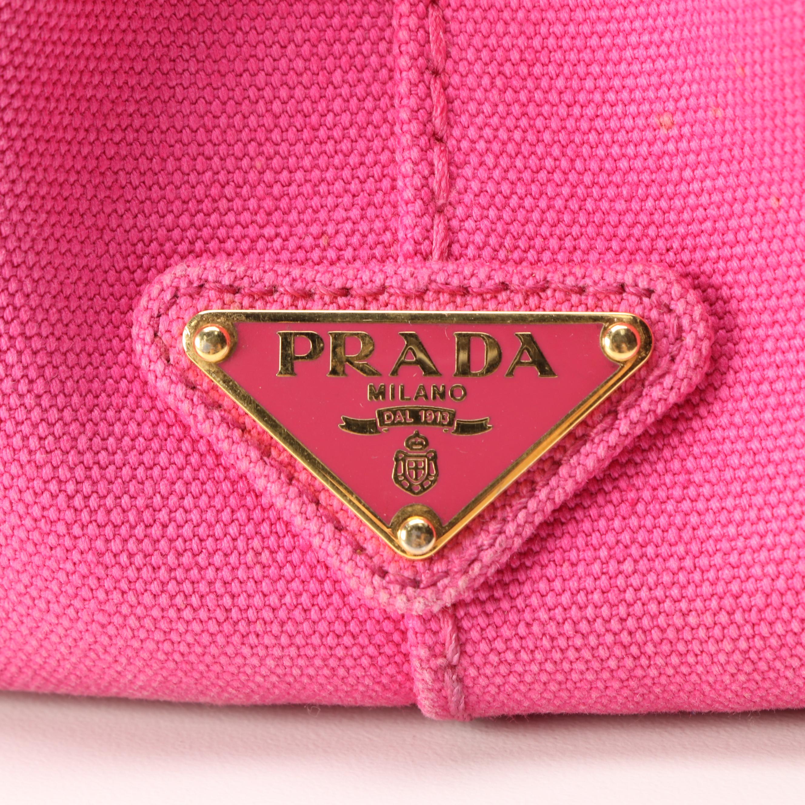 Prada Canapa Pink Canvas Tote Bag