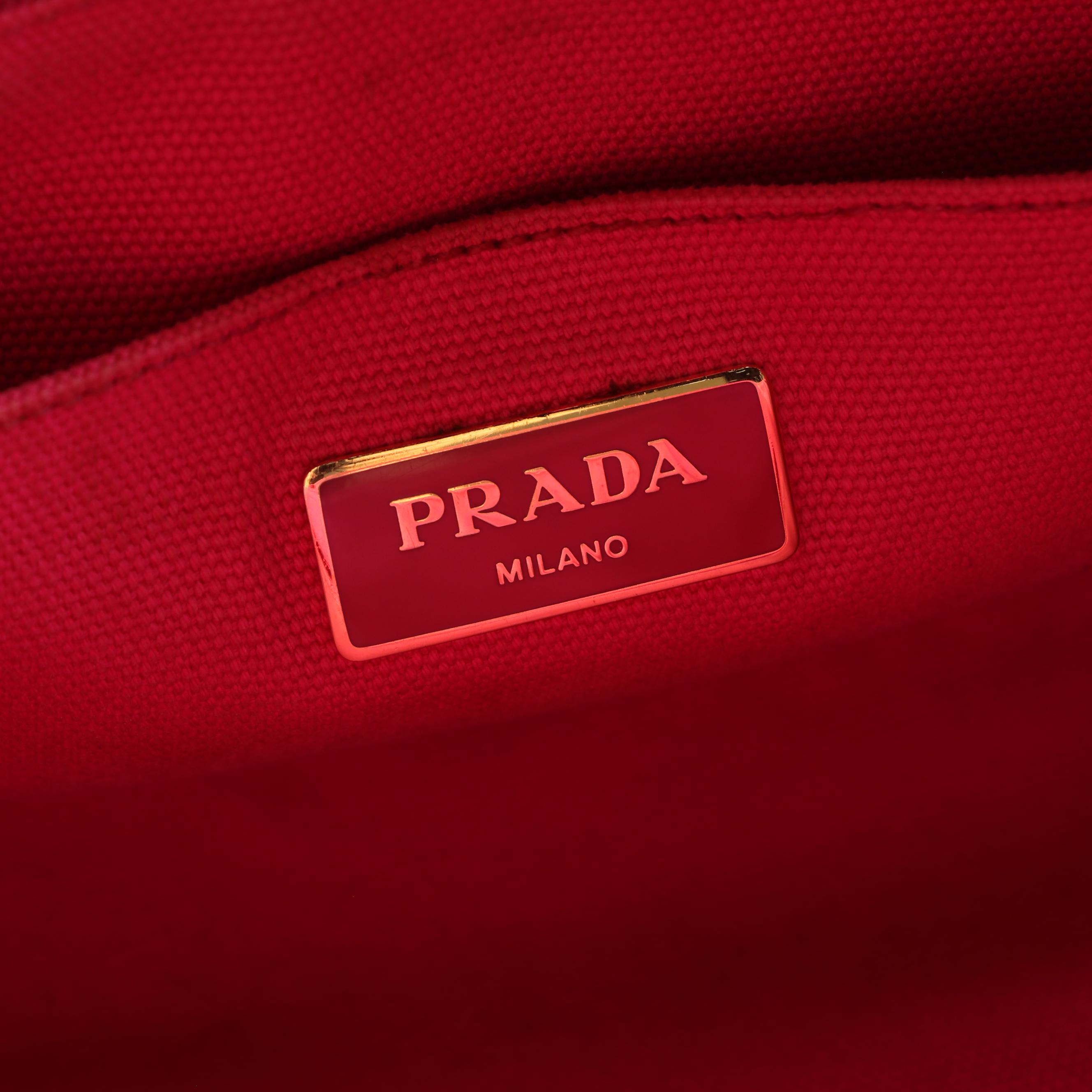 Prada Canapa Pink Canvas Tote Bag