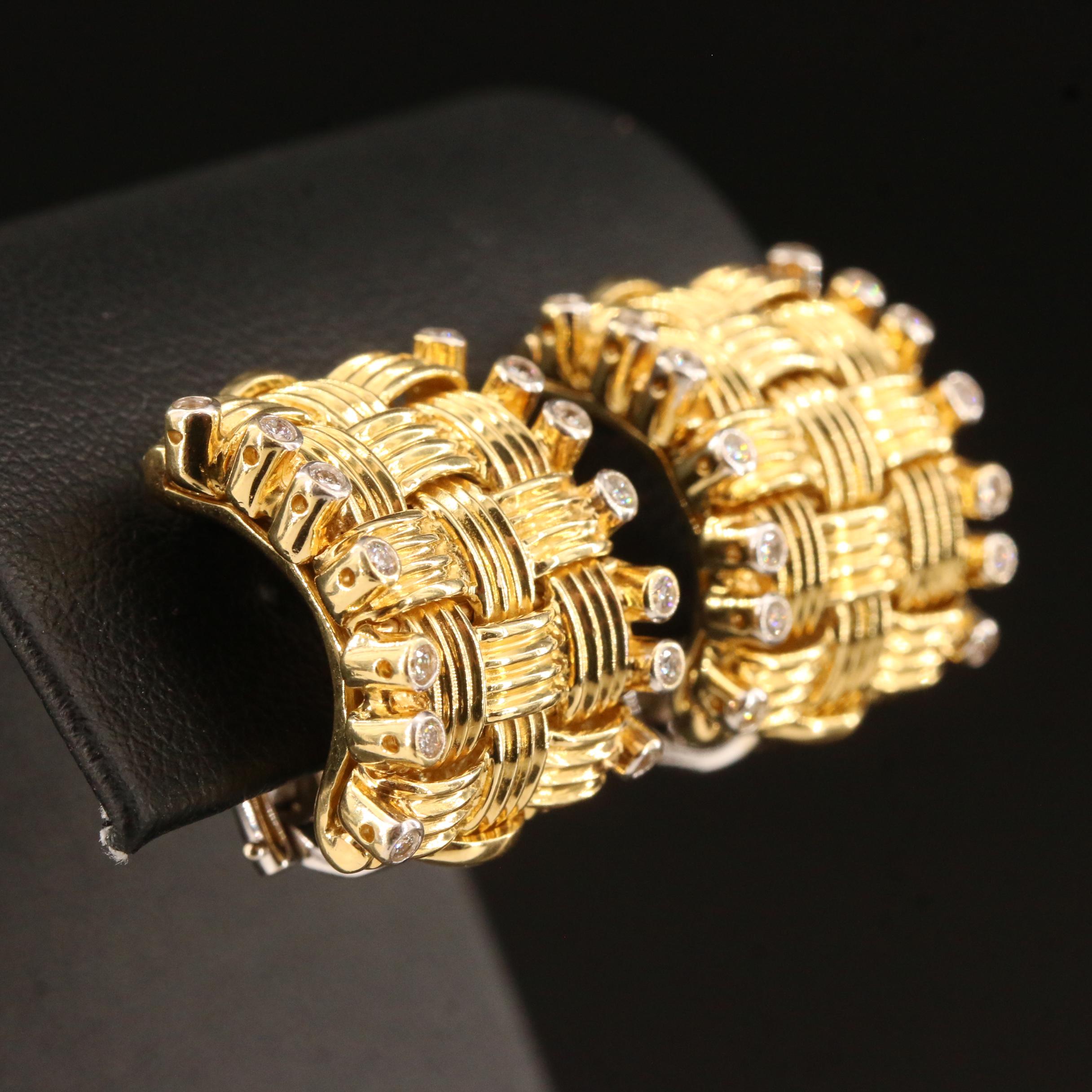 Roberto Coin 18K Woven 'Appassionata' Diamond Convertible Earrings