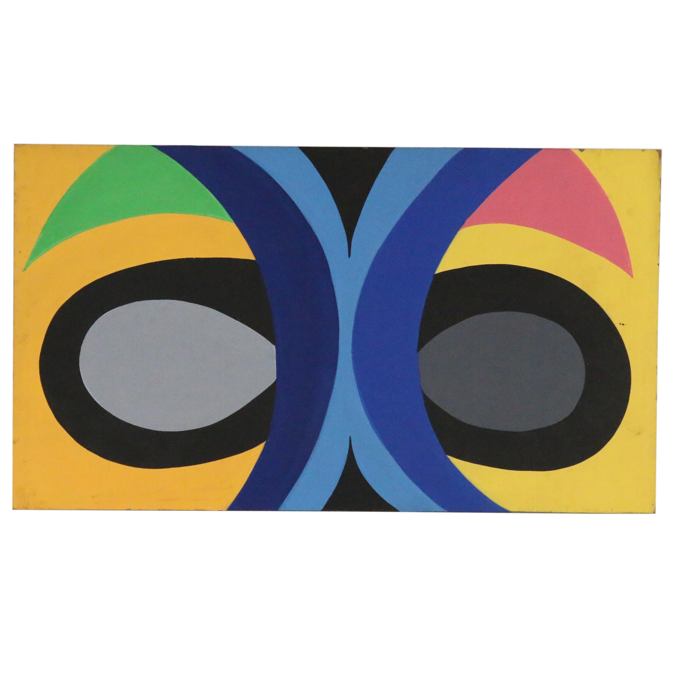 Achillo “Achi” Sullo Flat-Color Abstraction Oil Painting, circa 1972