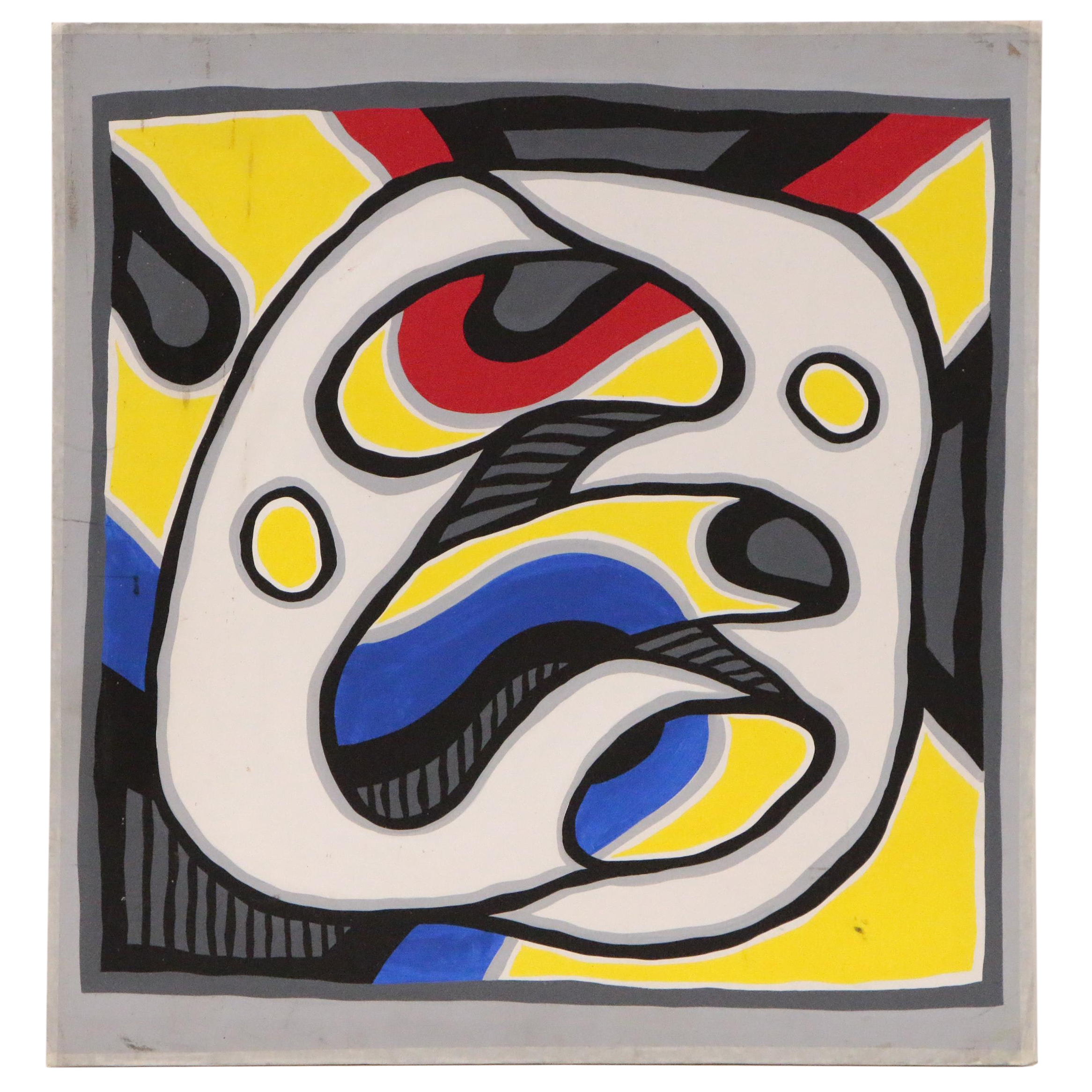 Achillo "Achi" Sullo Abstract Organic Form Acrylic Painting, circa 1968