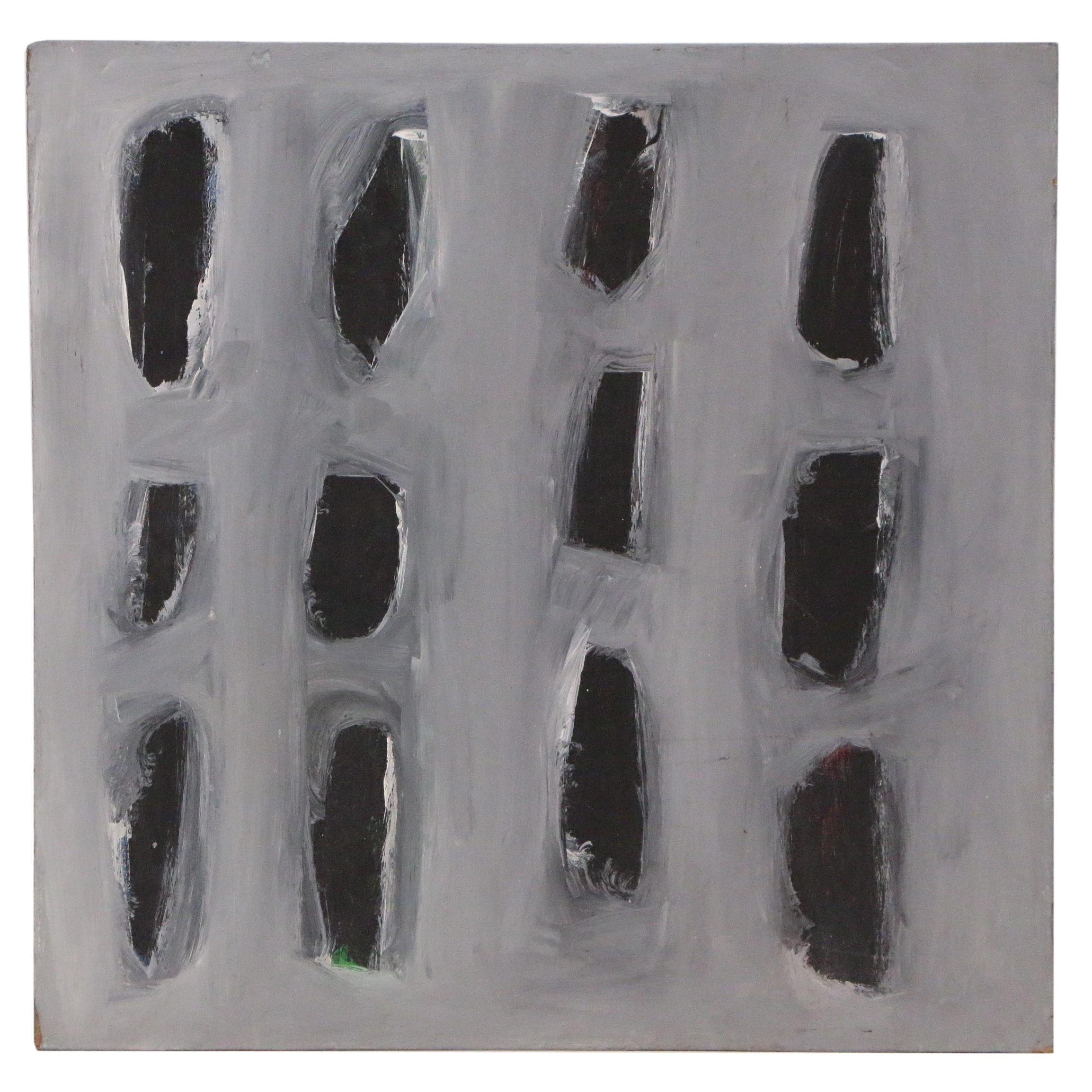 Achi Sullo Abstract Grid Oil Painting, Circa 1963