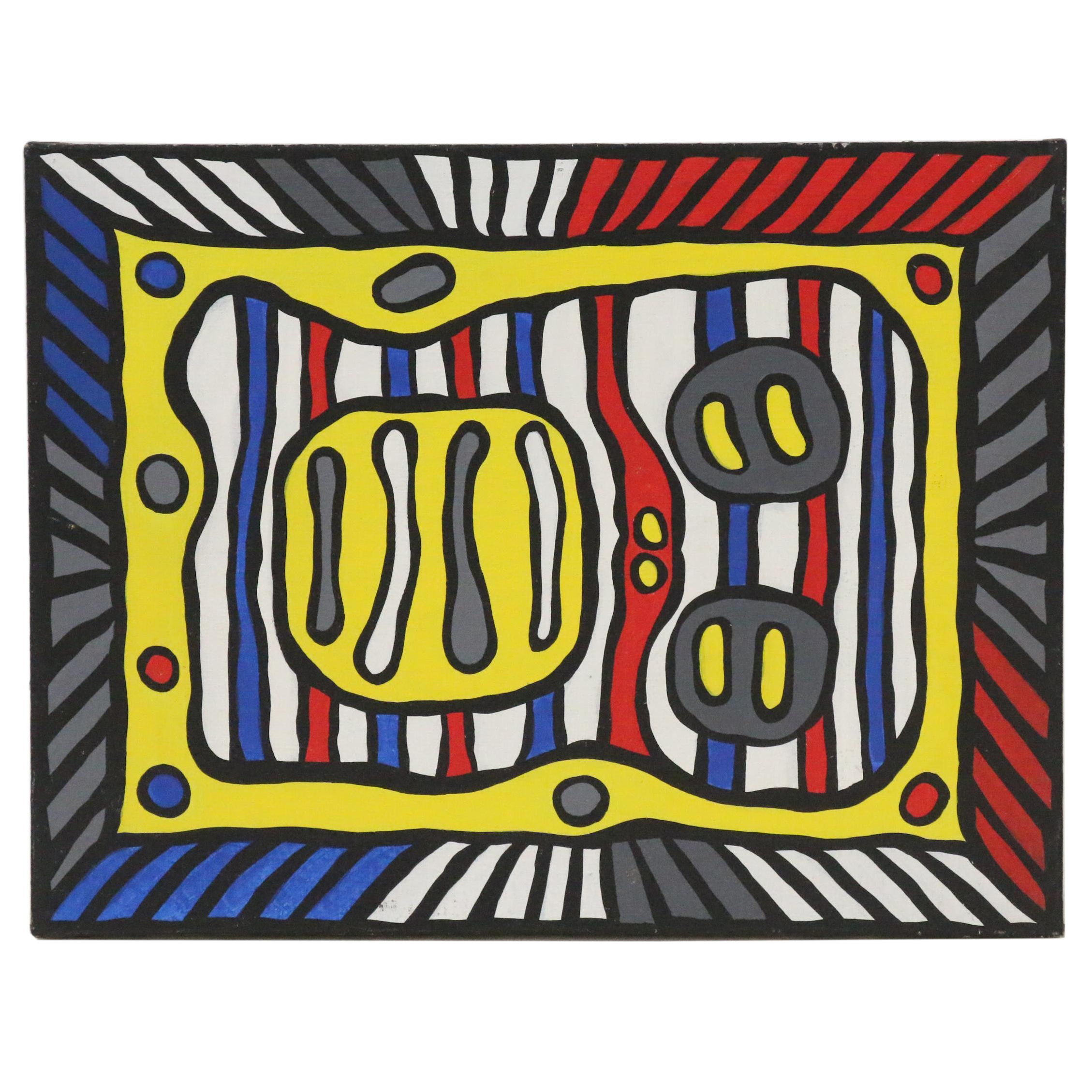 Achillo "Achi" Sullo Flat-Color Abstraction Oil Painting, circa 1969