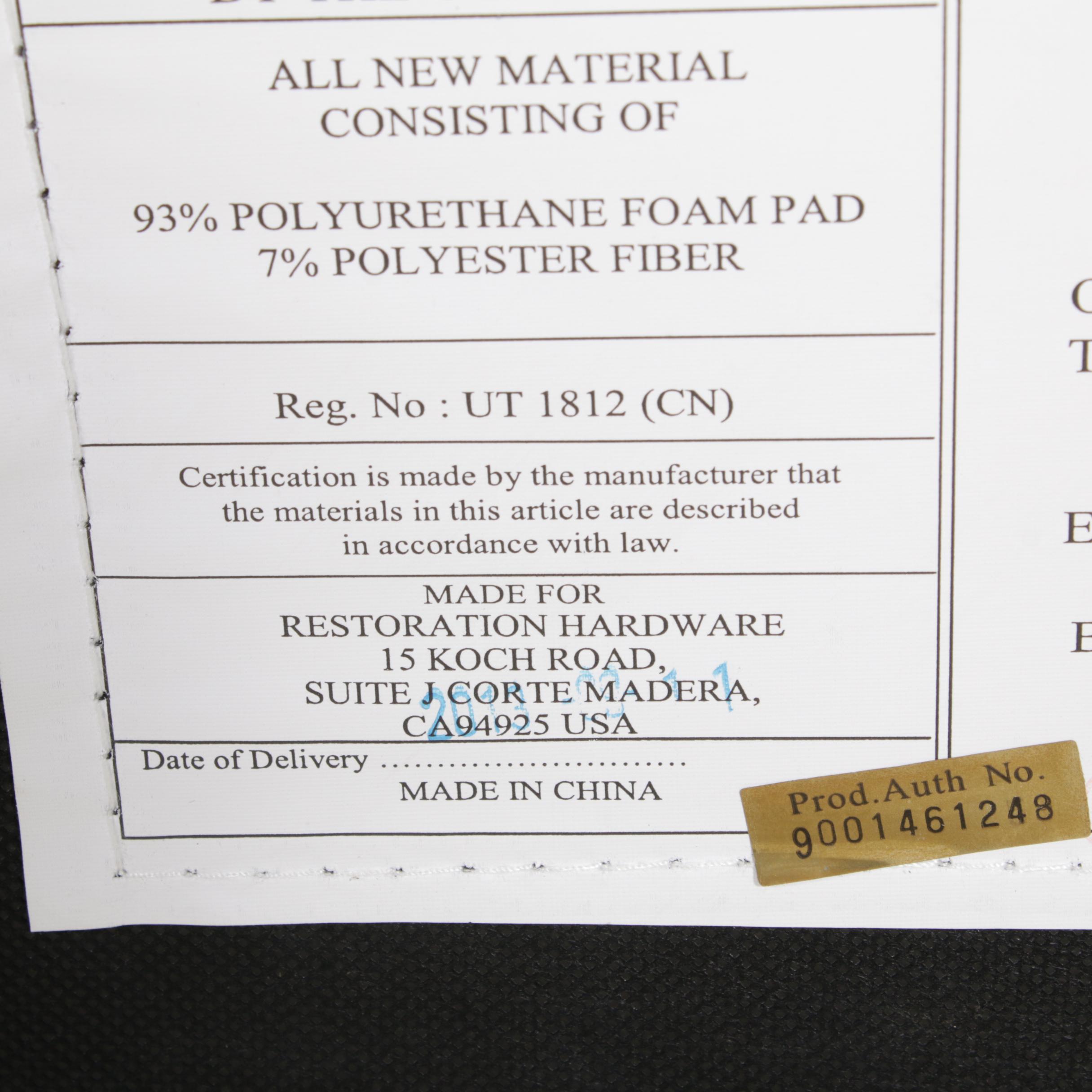 Restoration Hardware Grey Upholstered Tufted, Tuxedo-Back Loveseat Sofa