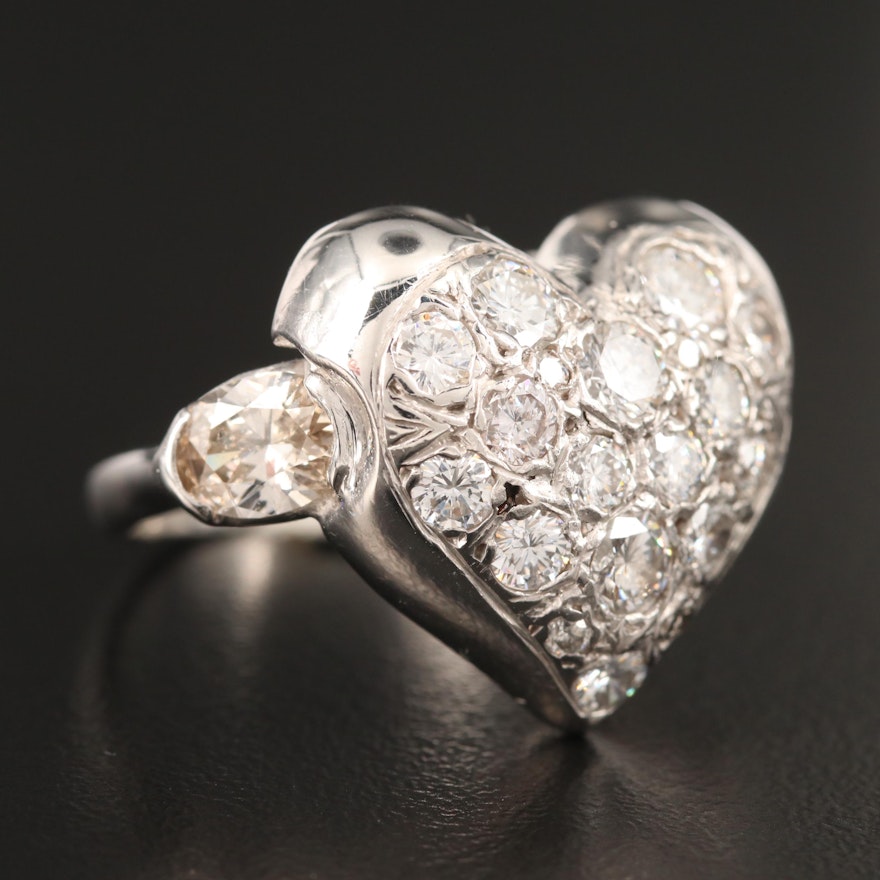 14K Pavé 3.52 CTW Diamond Heart Ring
