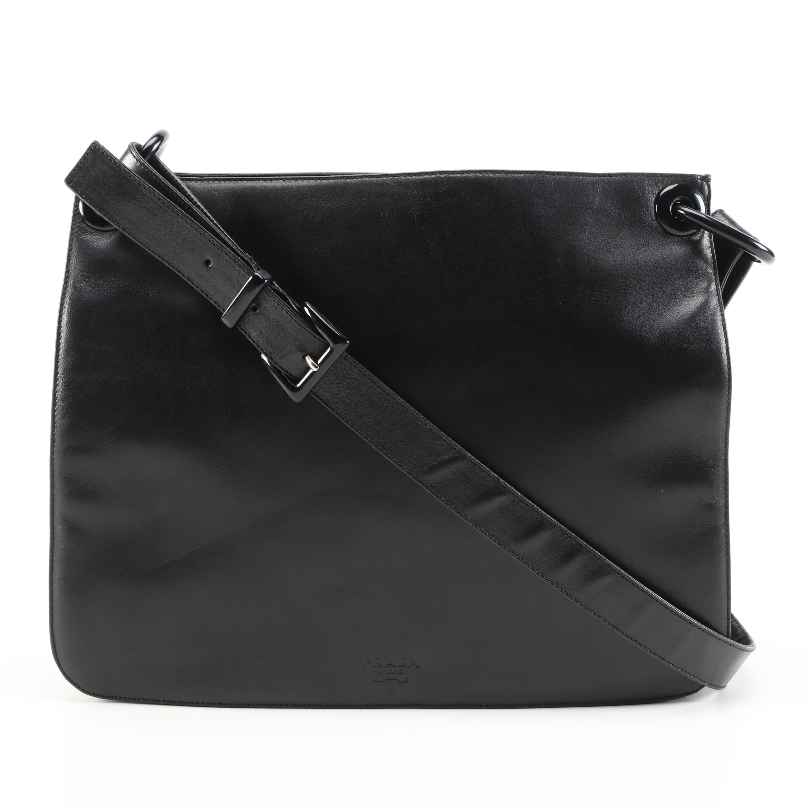 Prada Black Nappa Leather and Nylon Shoulder Bag