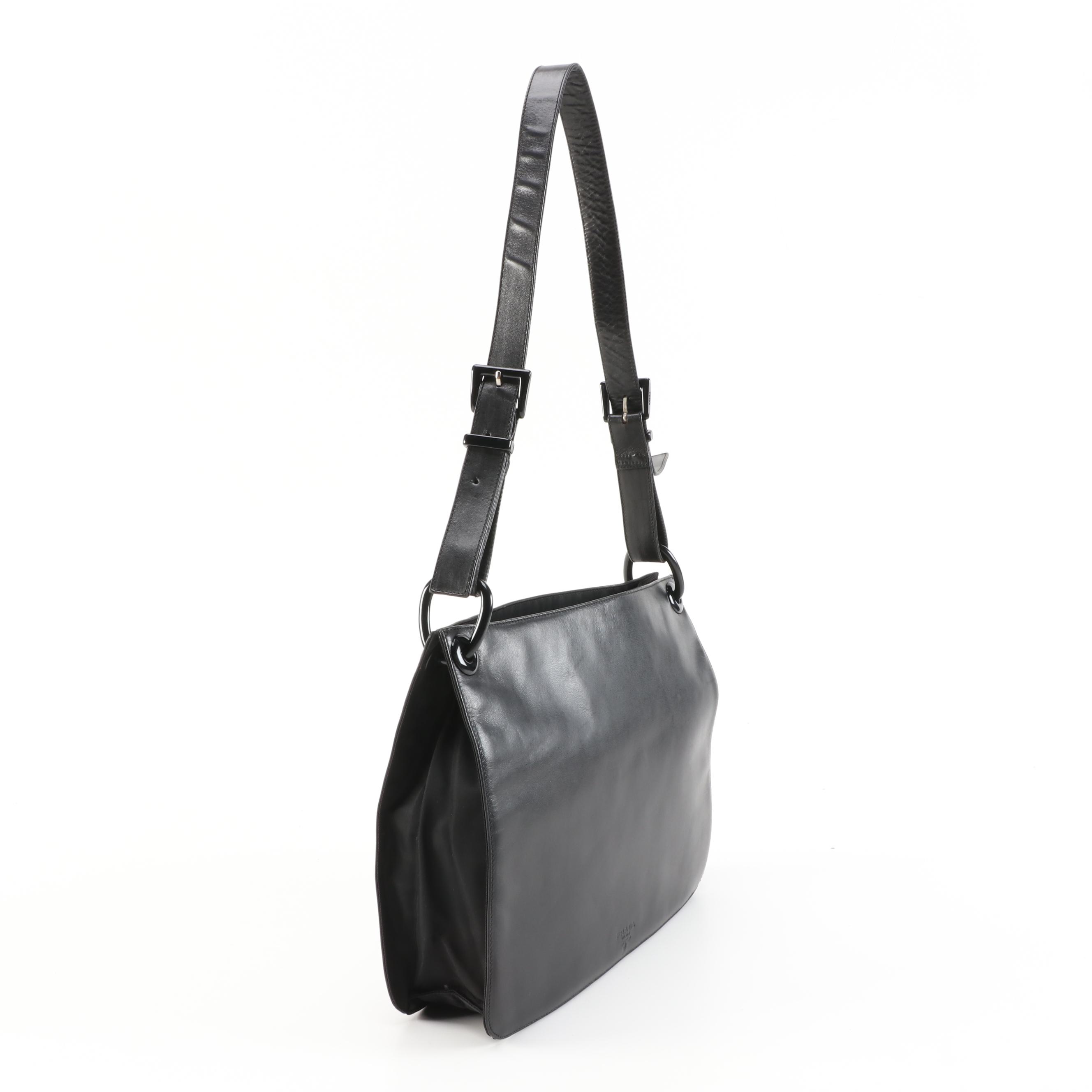 Prada Black Nappa Leather and Nylon Shoulder Bag