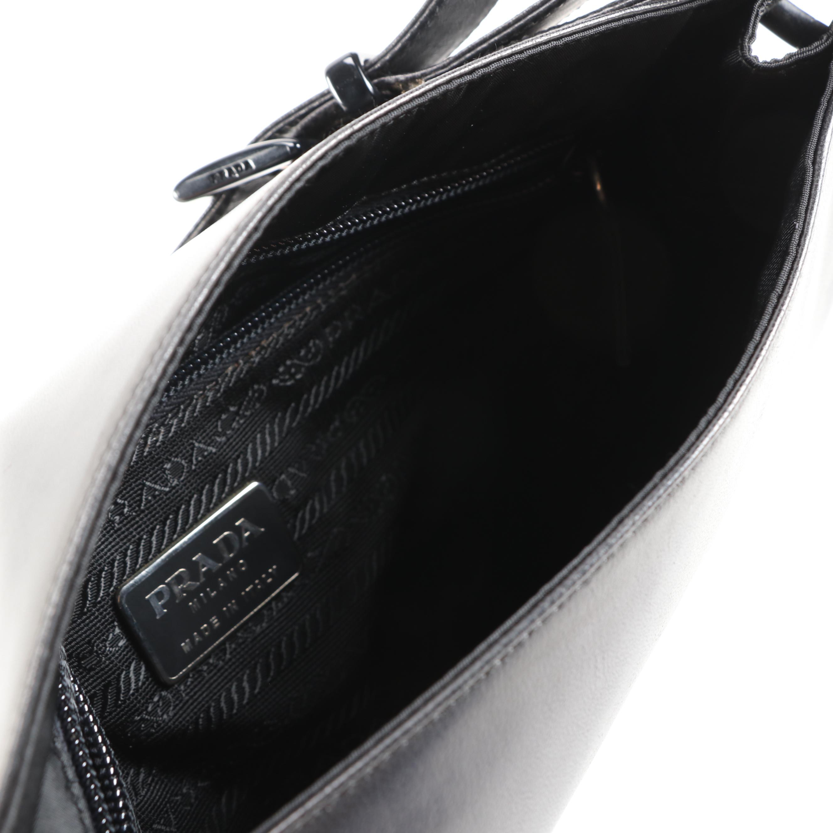 Prada Black Nappa Leather and Nylon Shoulder Bag