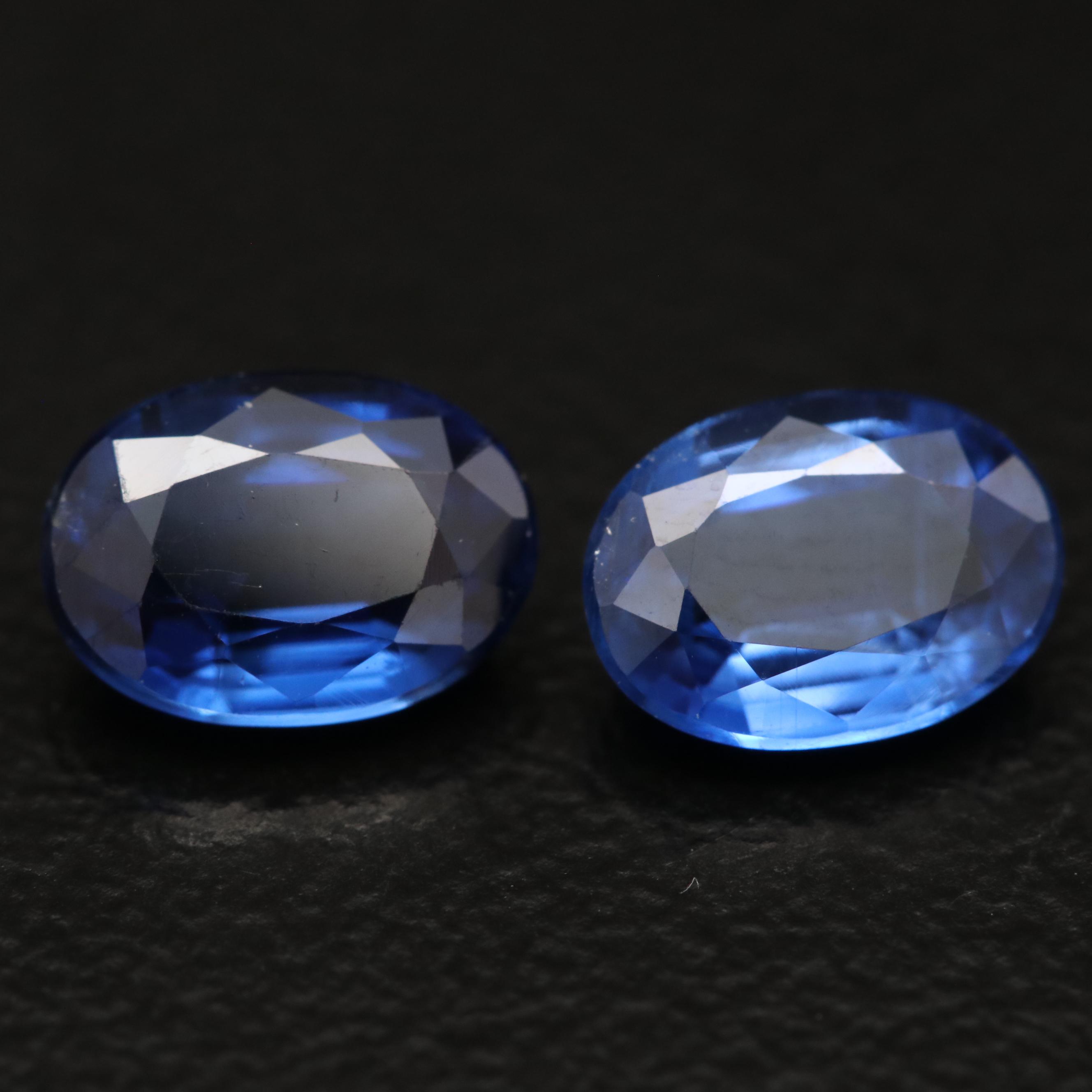 Matched Pair of Loose 1.91 CTW Oval Faceted Kyanites