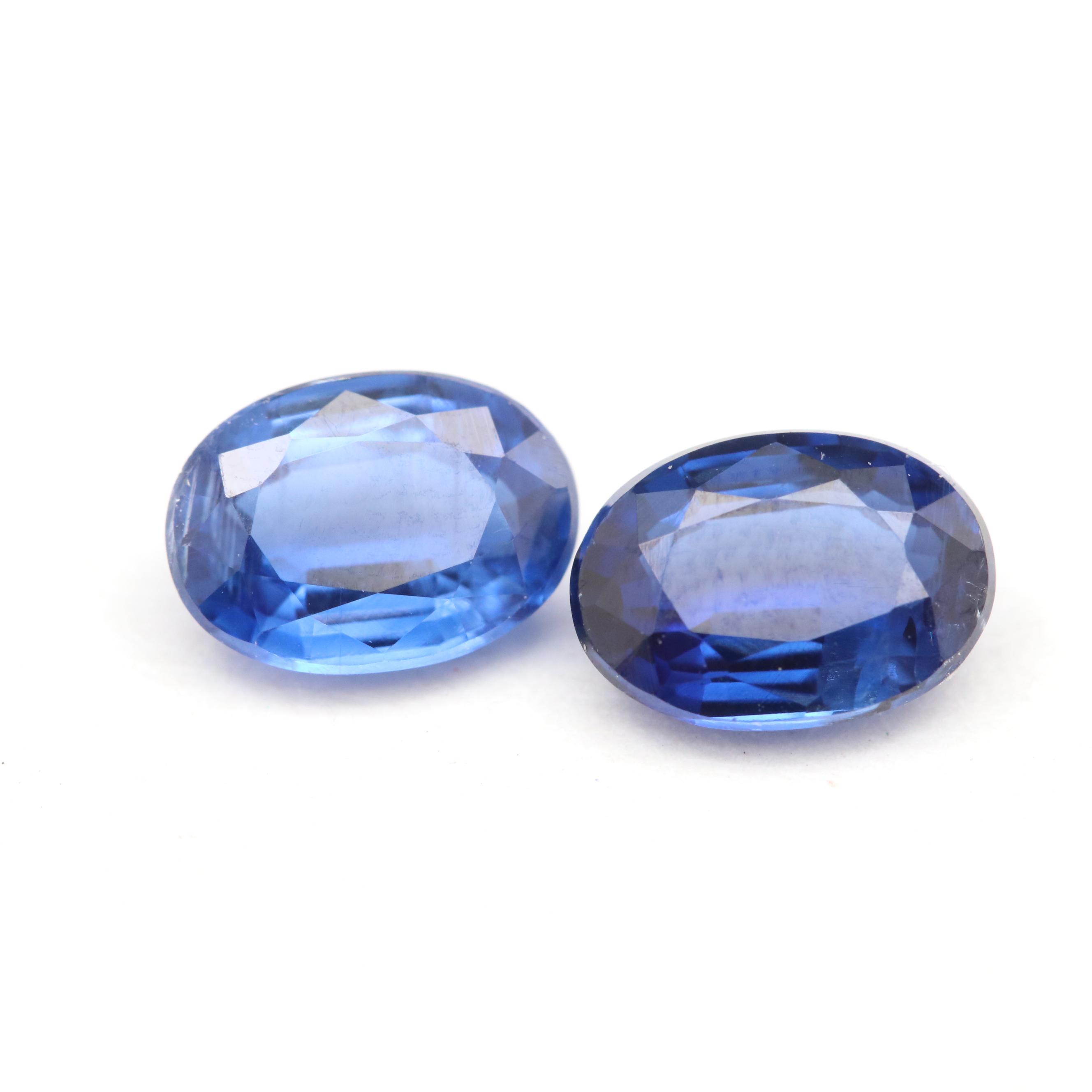 Matched Pair of Loose 1.91 CTW Oval Faceted Kyanites
