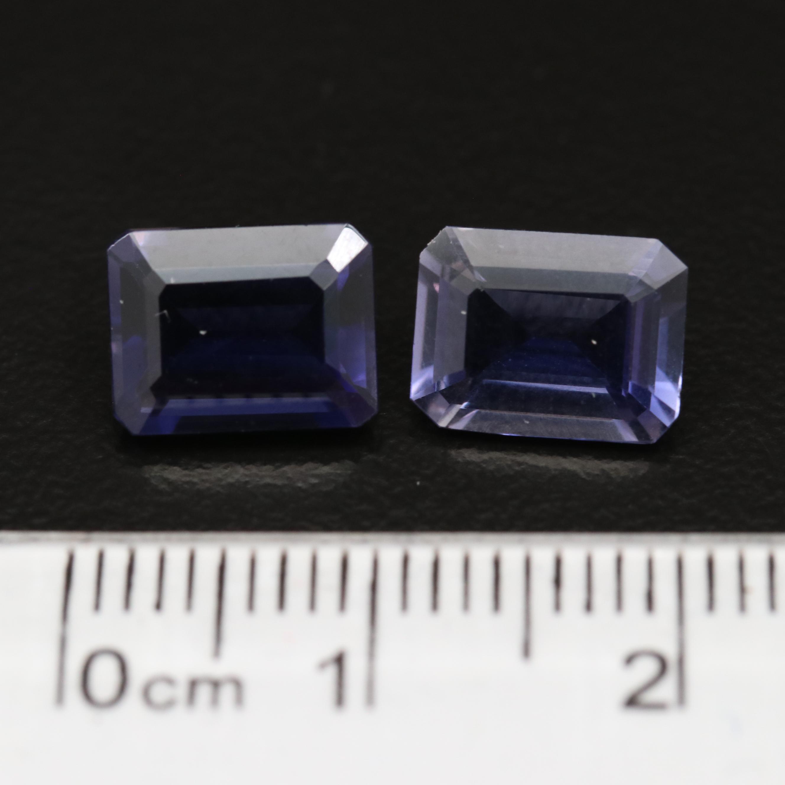 Matching Pair of Loose 3.60 CTW Rectangular Iolites
