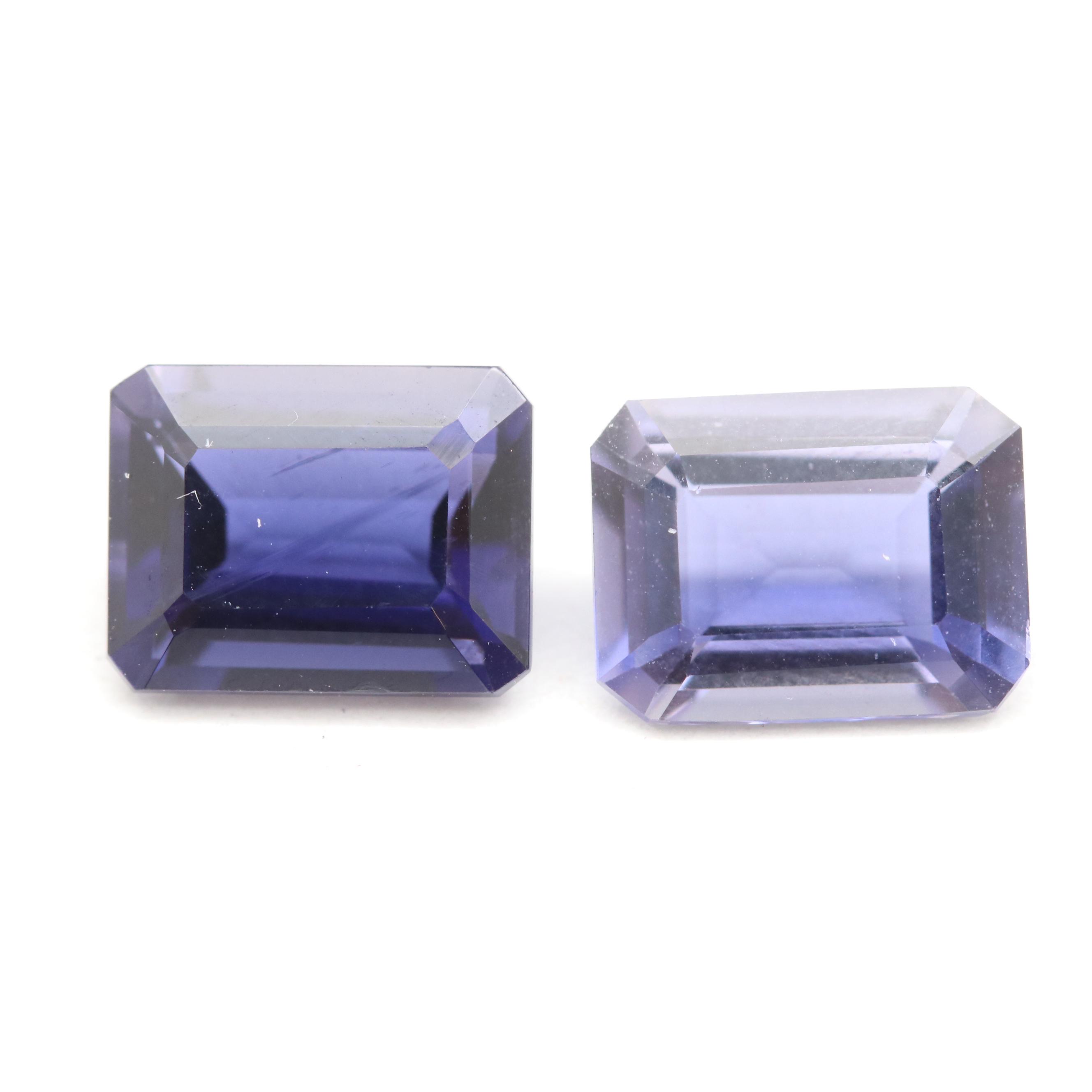 Matching Pair of Loose 3.60 CTW Rectangular Iolites