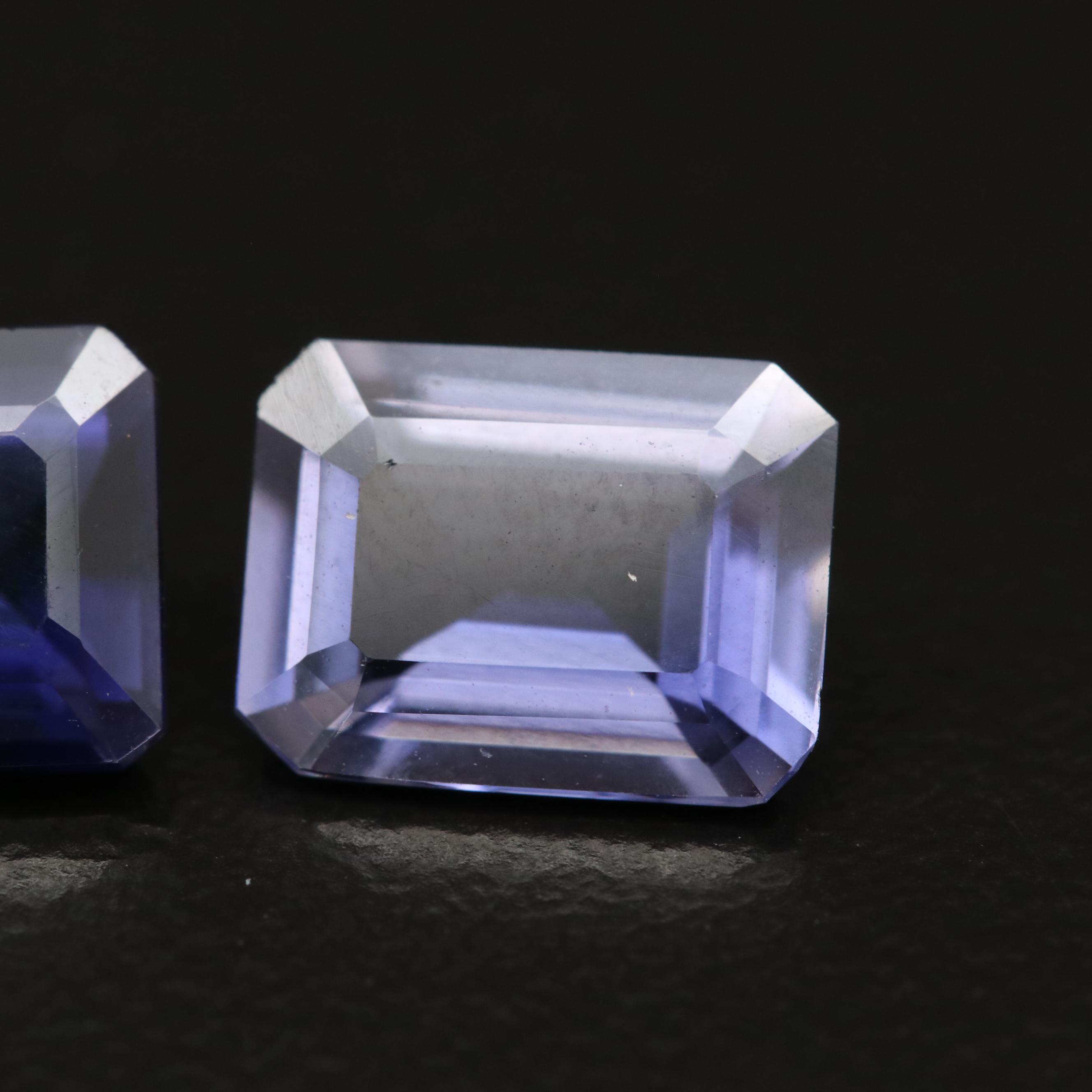 Matching Pair of Loose 3.60 CTW Rectangular Iolites