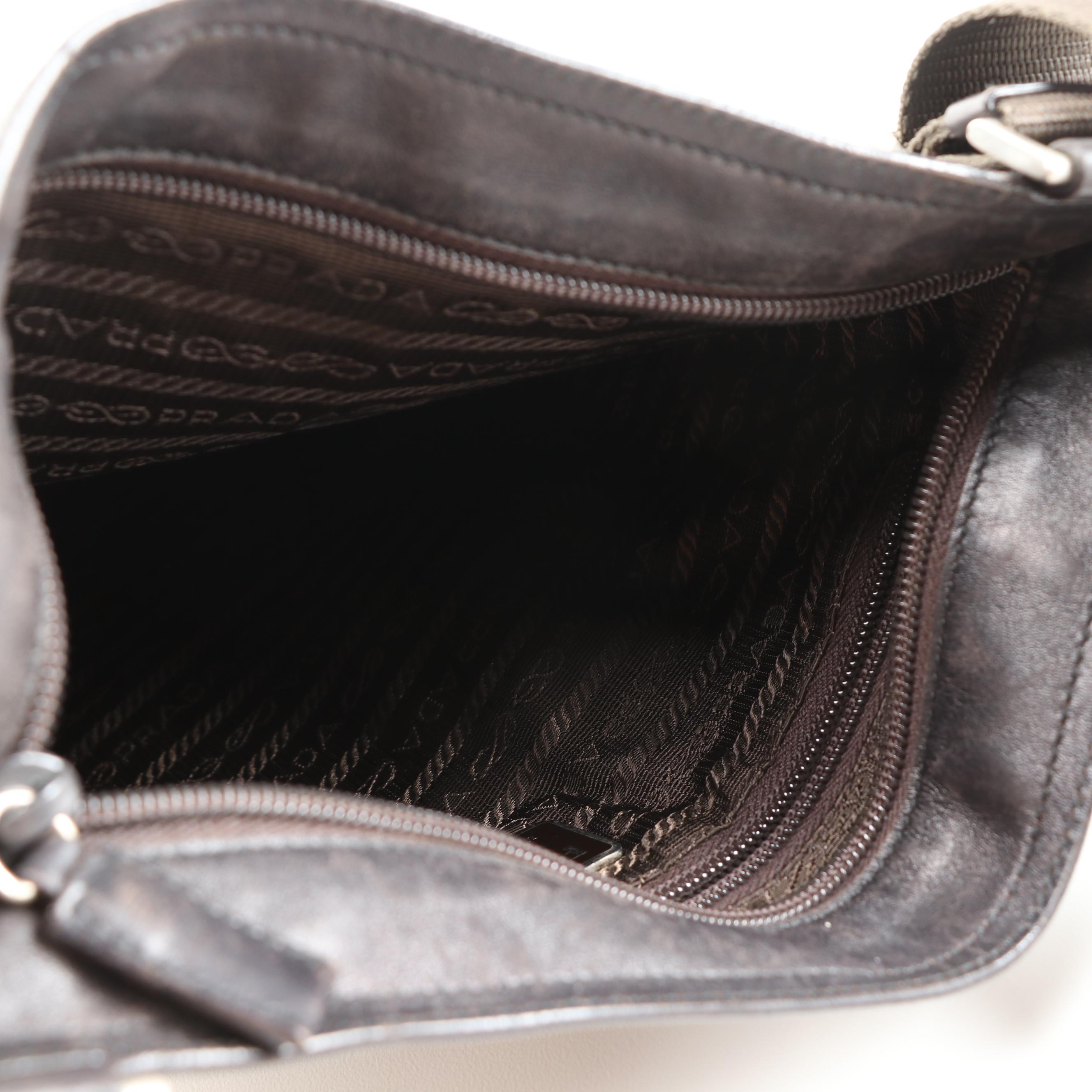 Prada Dark Brown Leather Crossbody