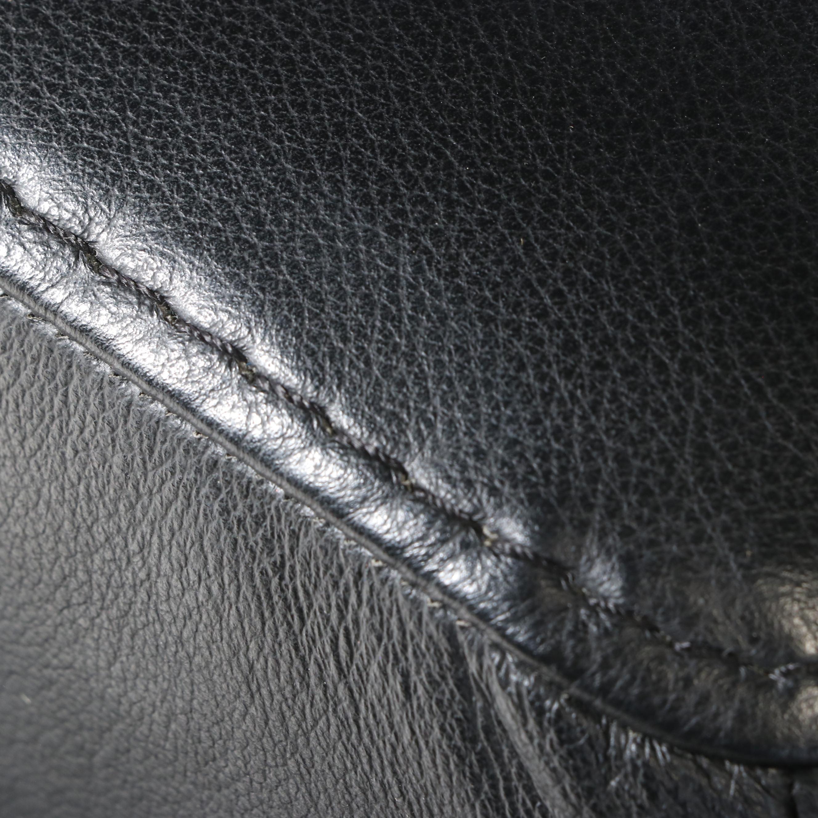 Nicoletti Italian Modern Black Leather Sofa