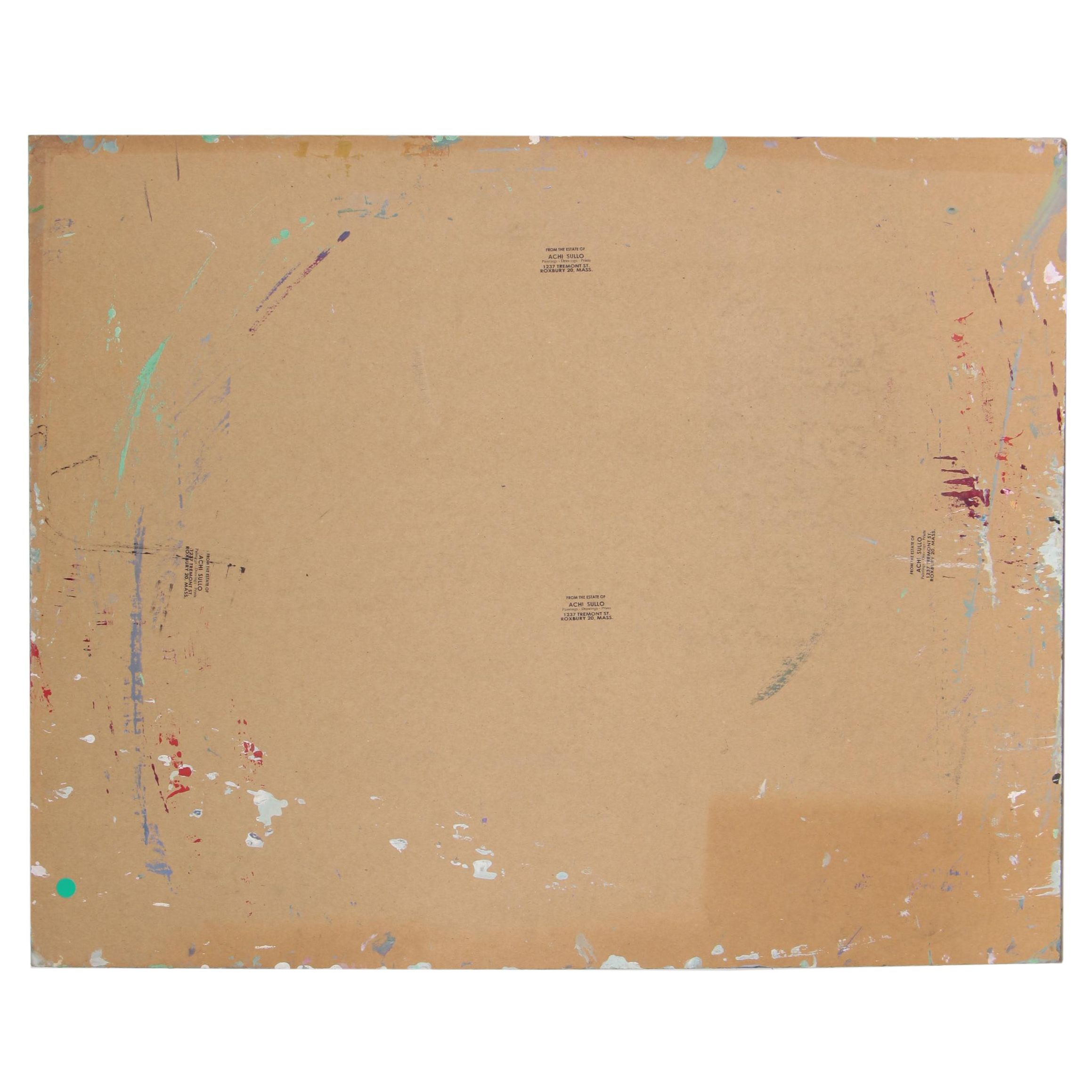 Achi Sullo Abstract Grid Oil Painting, circa 1964