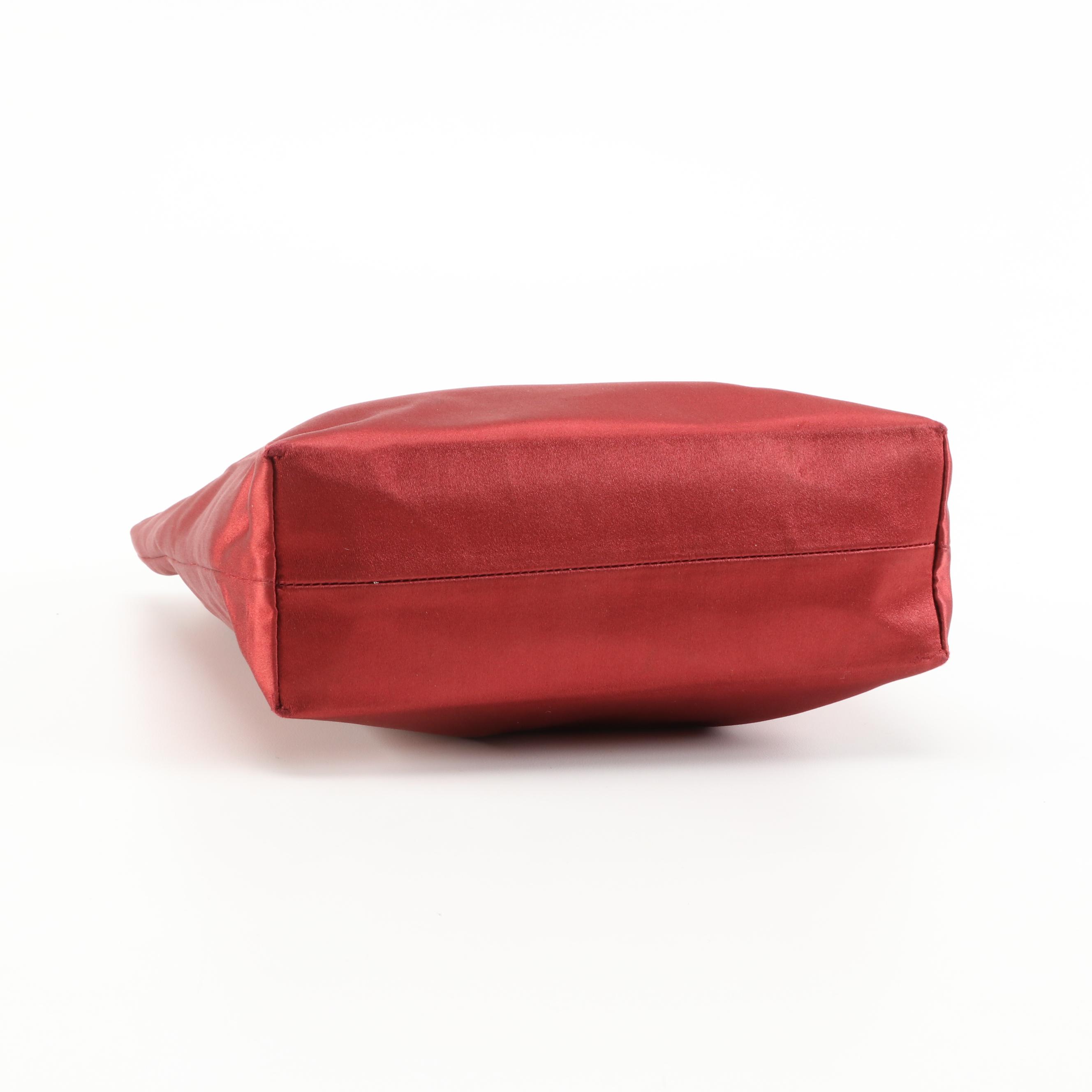 Prada Small Red Satin Tote Bag
