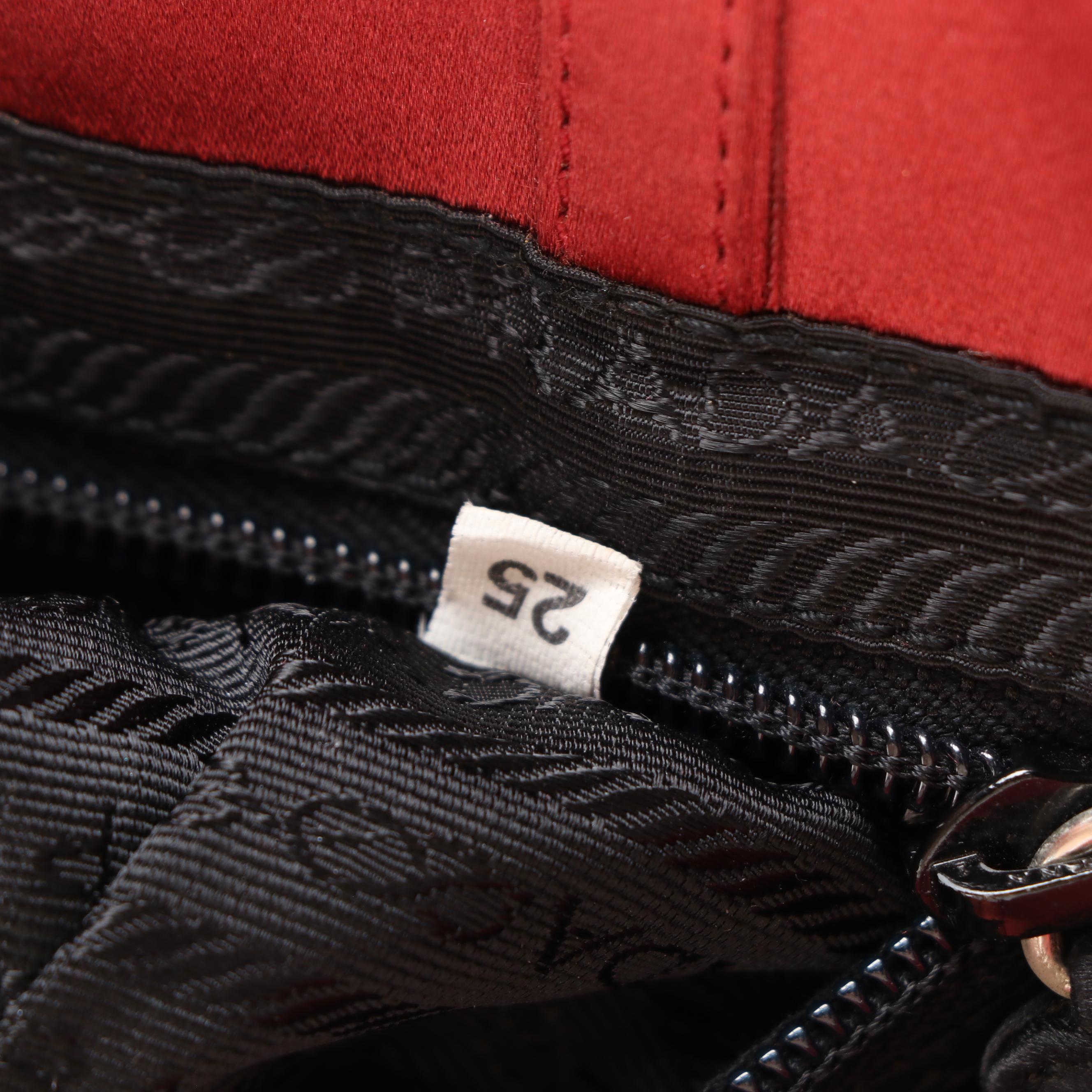 Prada Small Red Satin Tote Bag