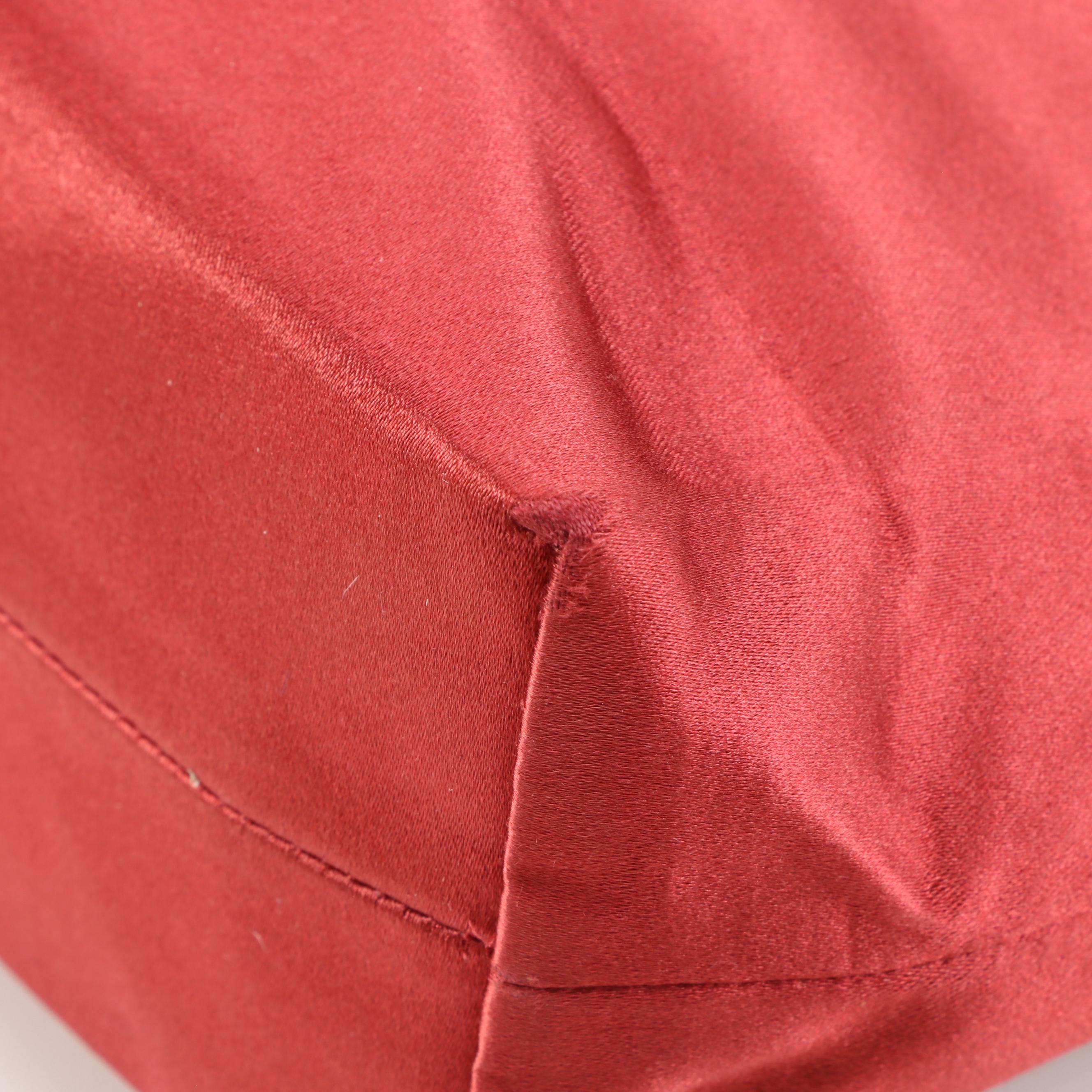 Prada Small Red Satin Tote Bag