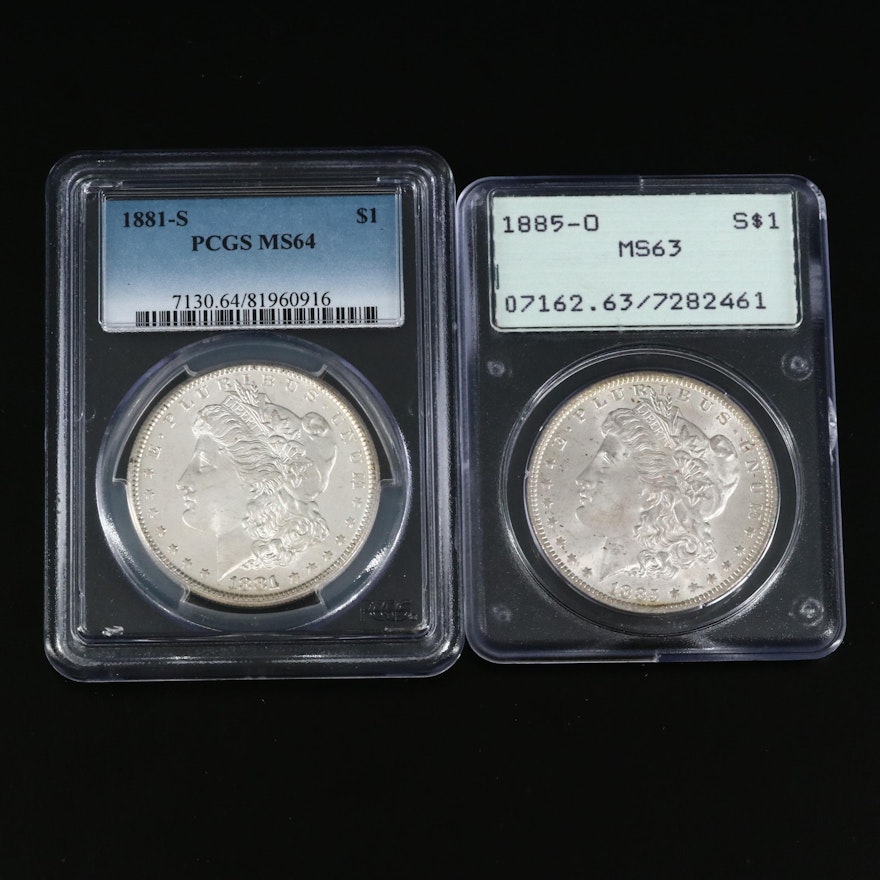 Two PCGS Graded Morgan Silver Dollars