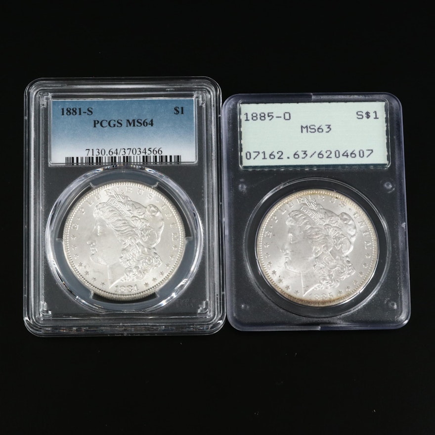 Two PCGS Graded Morgan Silver Dollars
