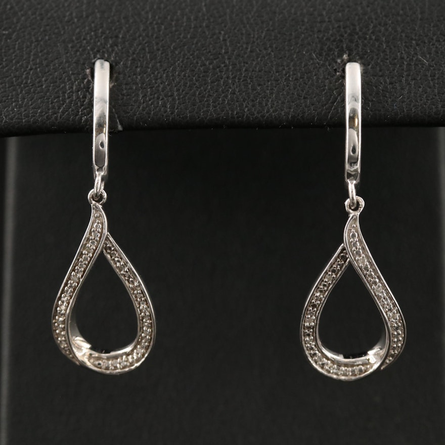 Sterling Silver Diamond Dangle Earrings