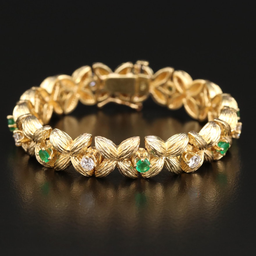 18K Diamond and Emerald X Link Bracelet