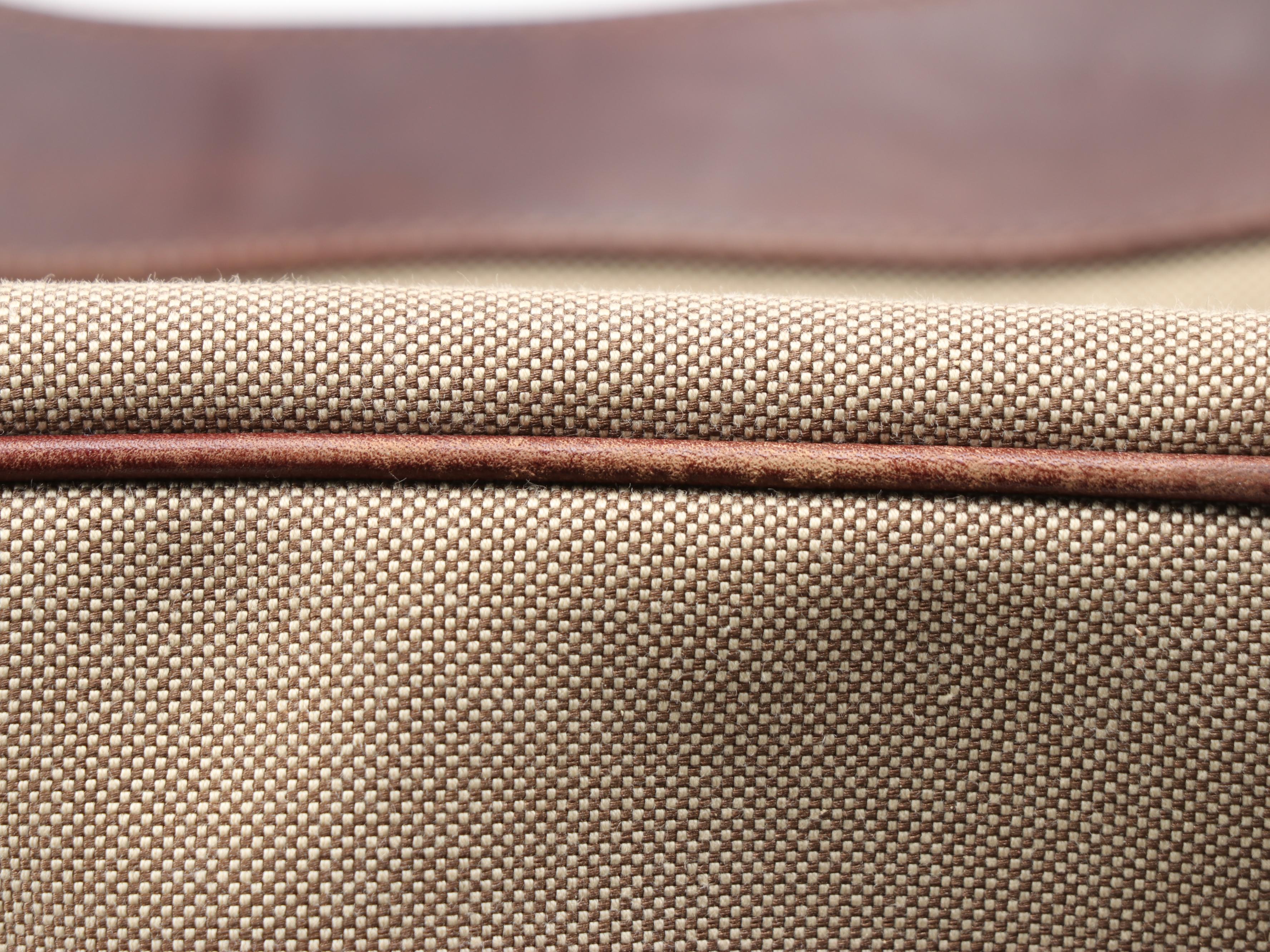 Prada Shoulder Bag in Canapa Canvas with Dark Brown Leather Trim