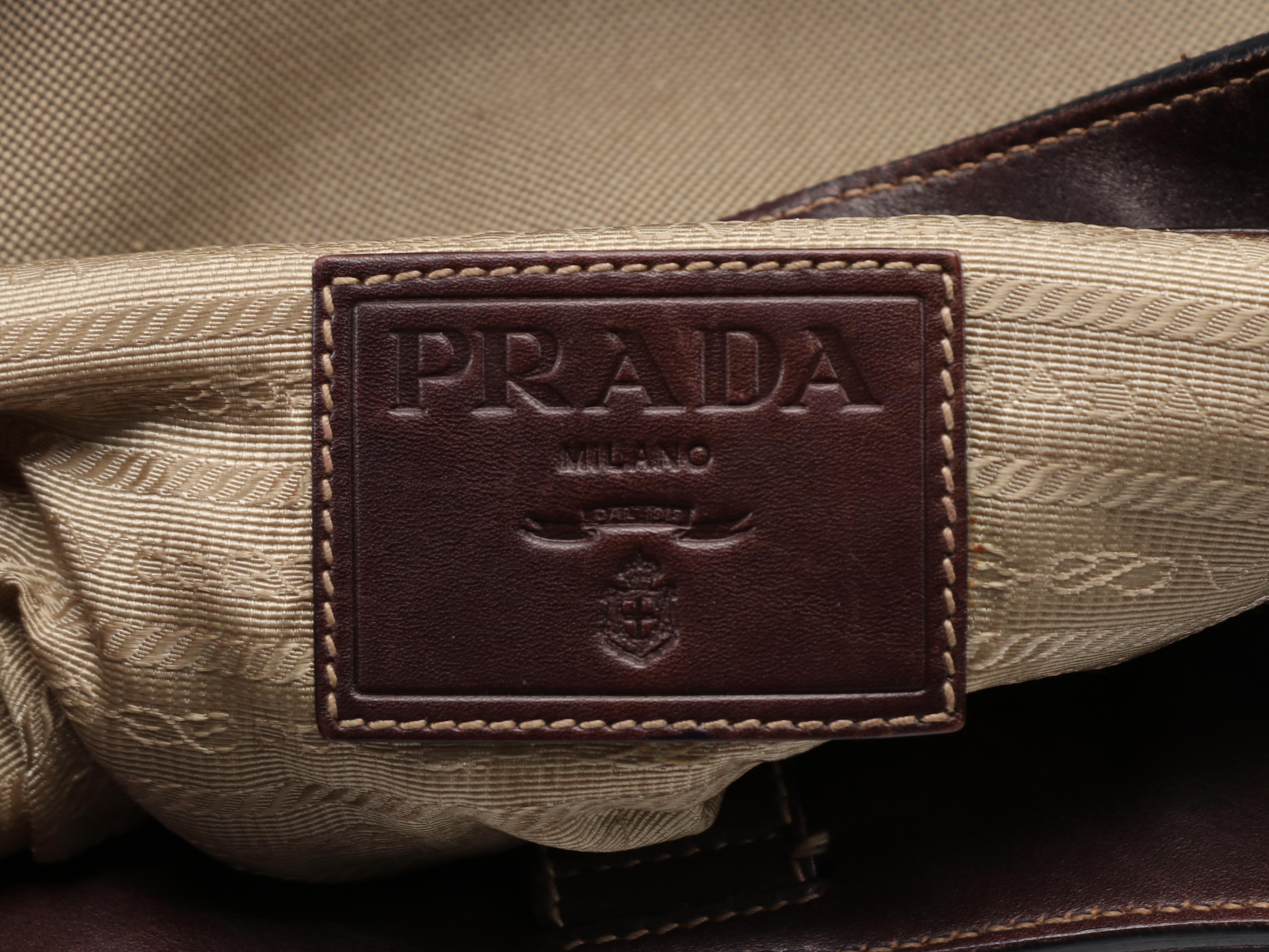 Prada Shoulder Bag in Canapa Canvas with Dark Brown Leather Trim