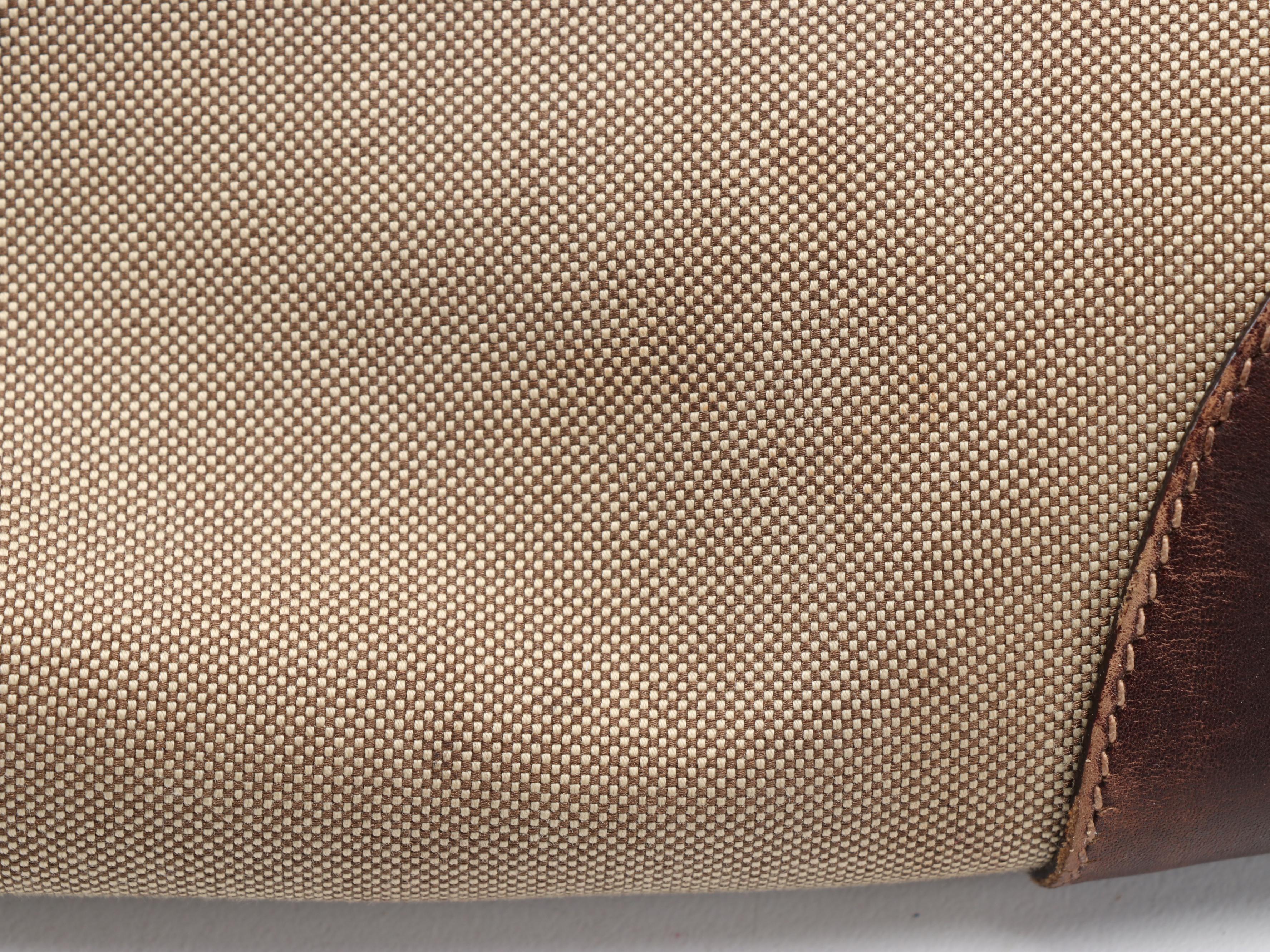 Prada Shoulder Bag in Canapa Canvas with Dark Brown Leather Trim