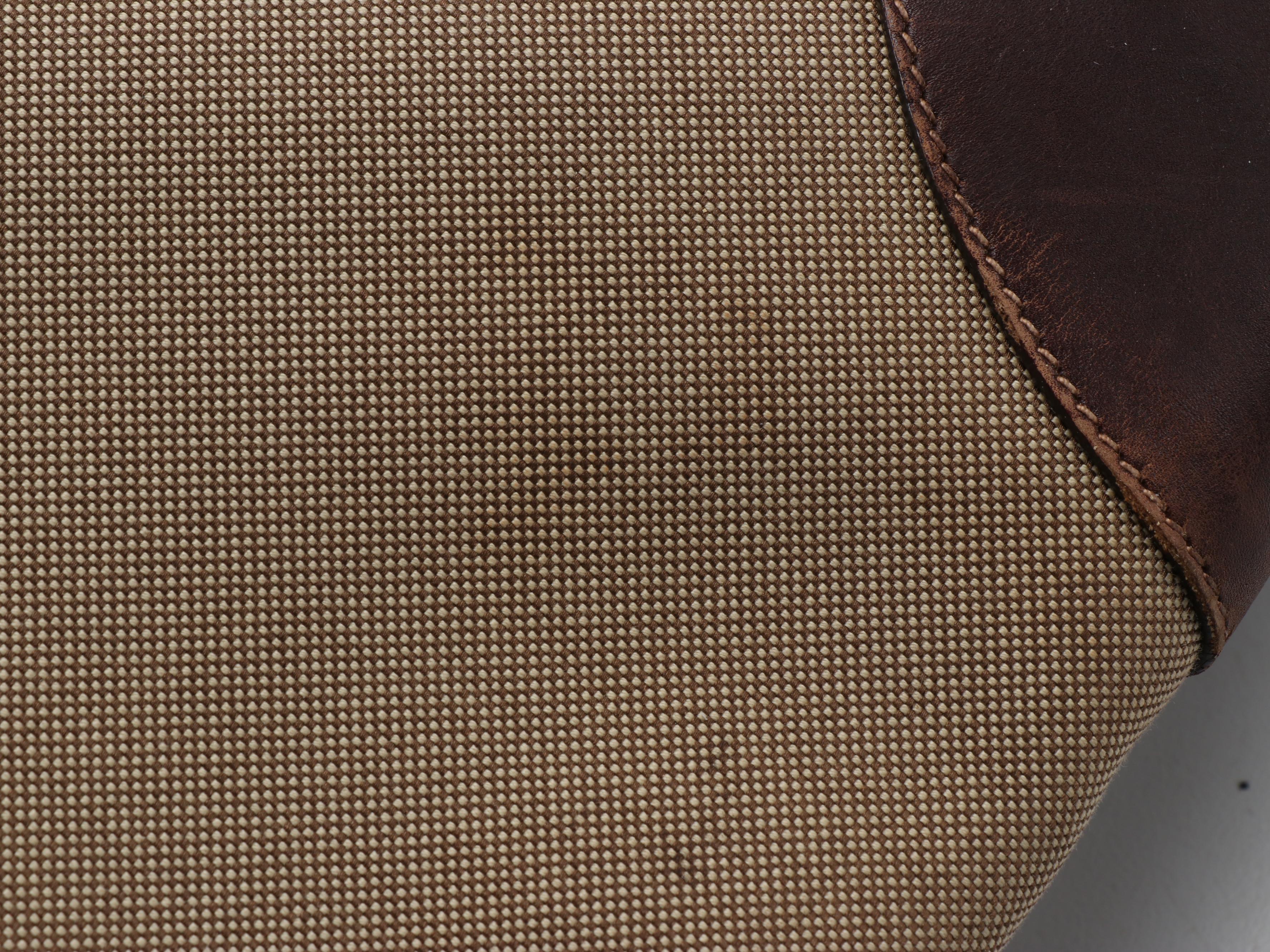 Prada Shoulder Bag in Canapa Canvas with Dark Brown Leather Trim