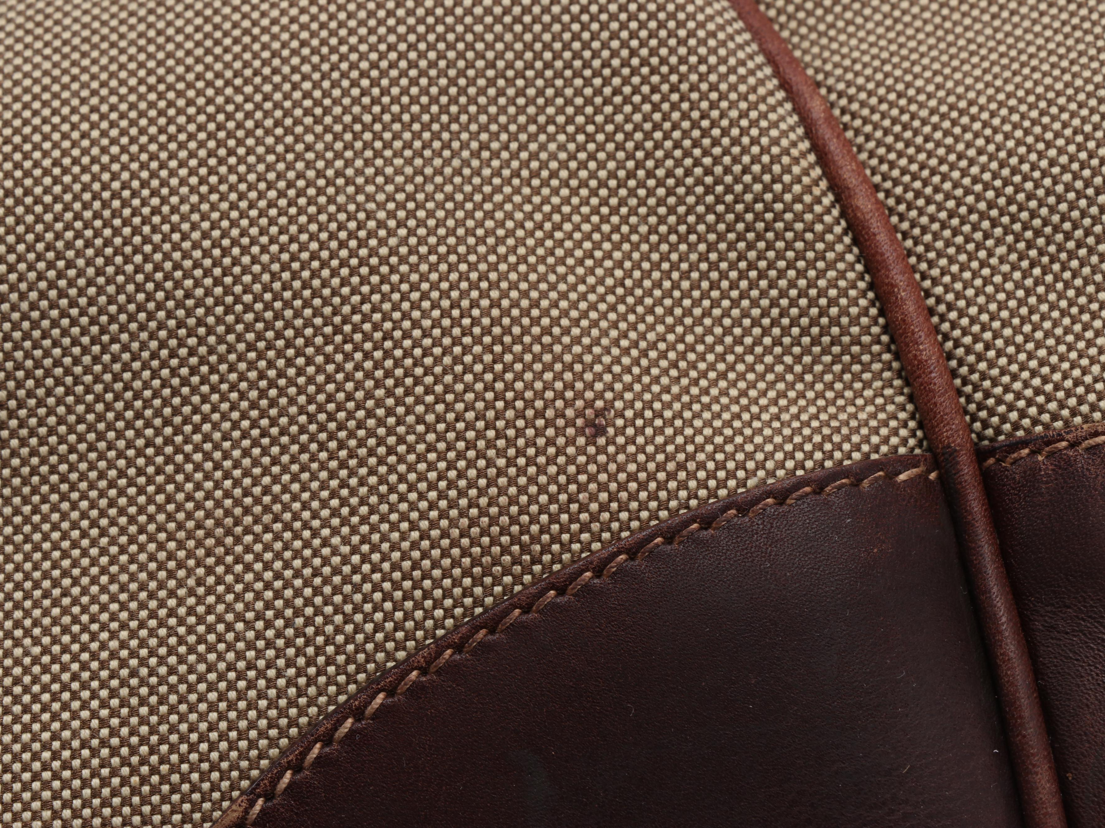 Prada Shoulder Bag in Canapa Canvas with Dark Brown Leather Trim