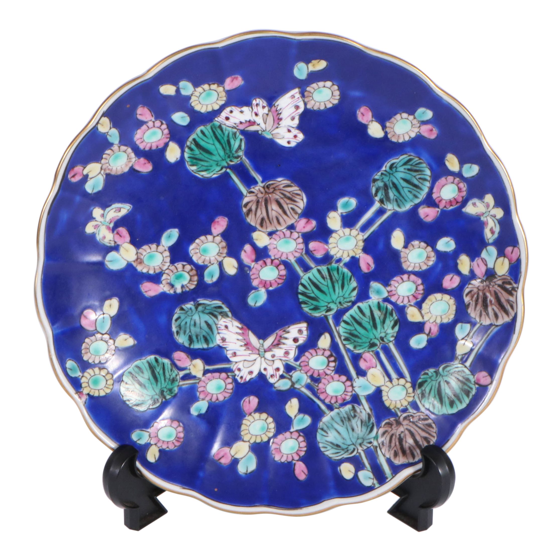 Japanese Gold Imari Hand-Painted Porcelain Floral Plate