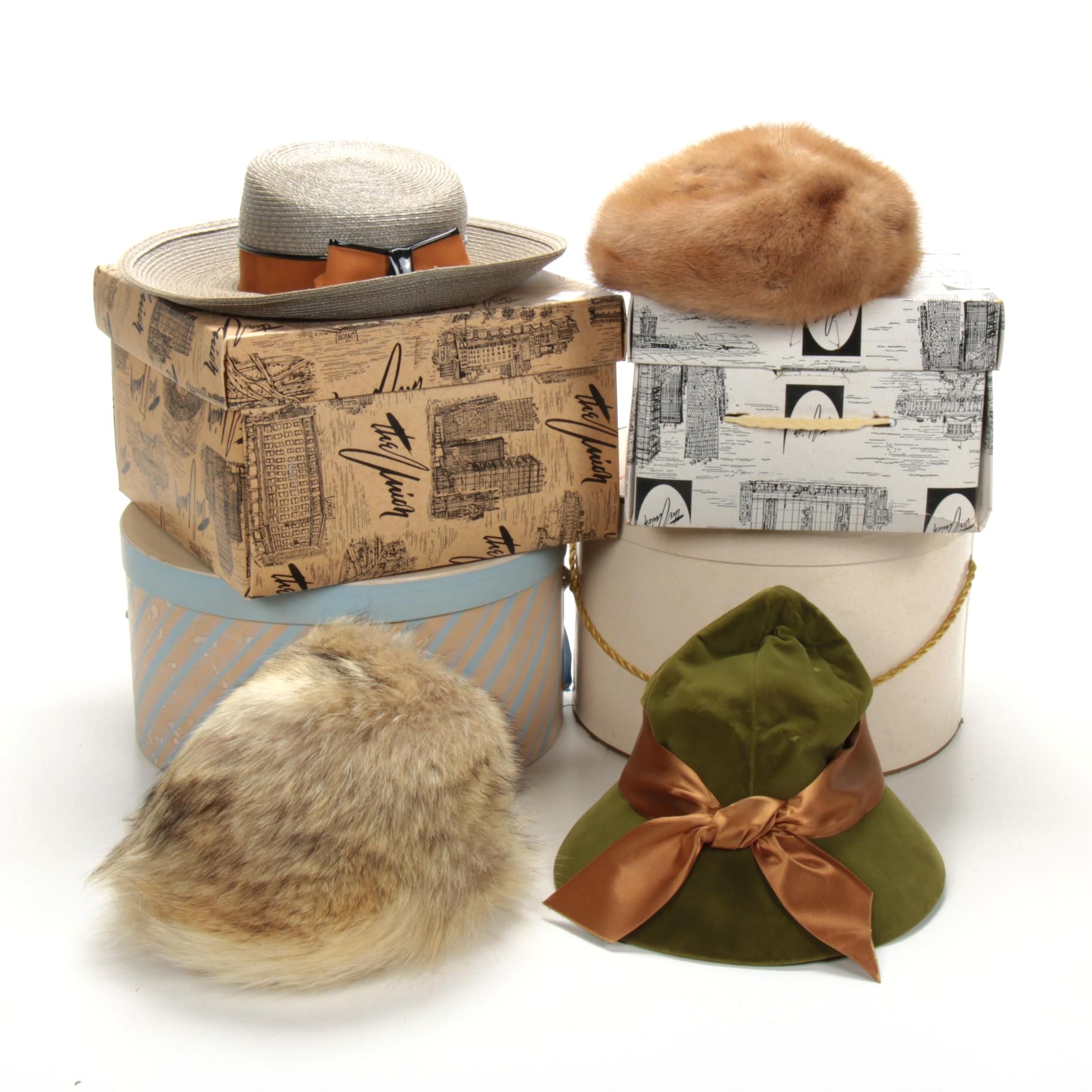 Miss Dior and Other Hats Including Mink and Fox Fur, Mid-20th Century
