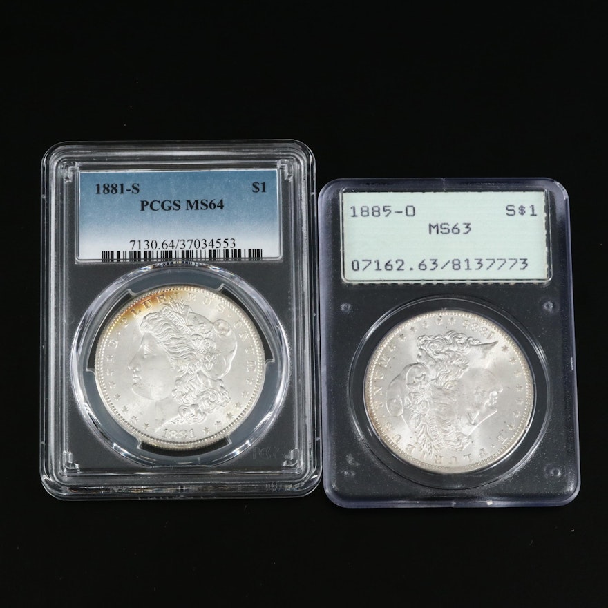 Two PCGS Graded Morgan Silver Dollars