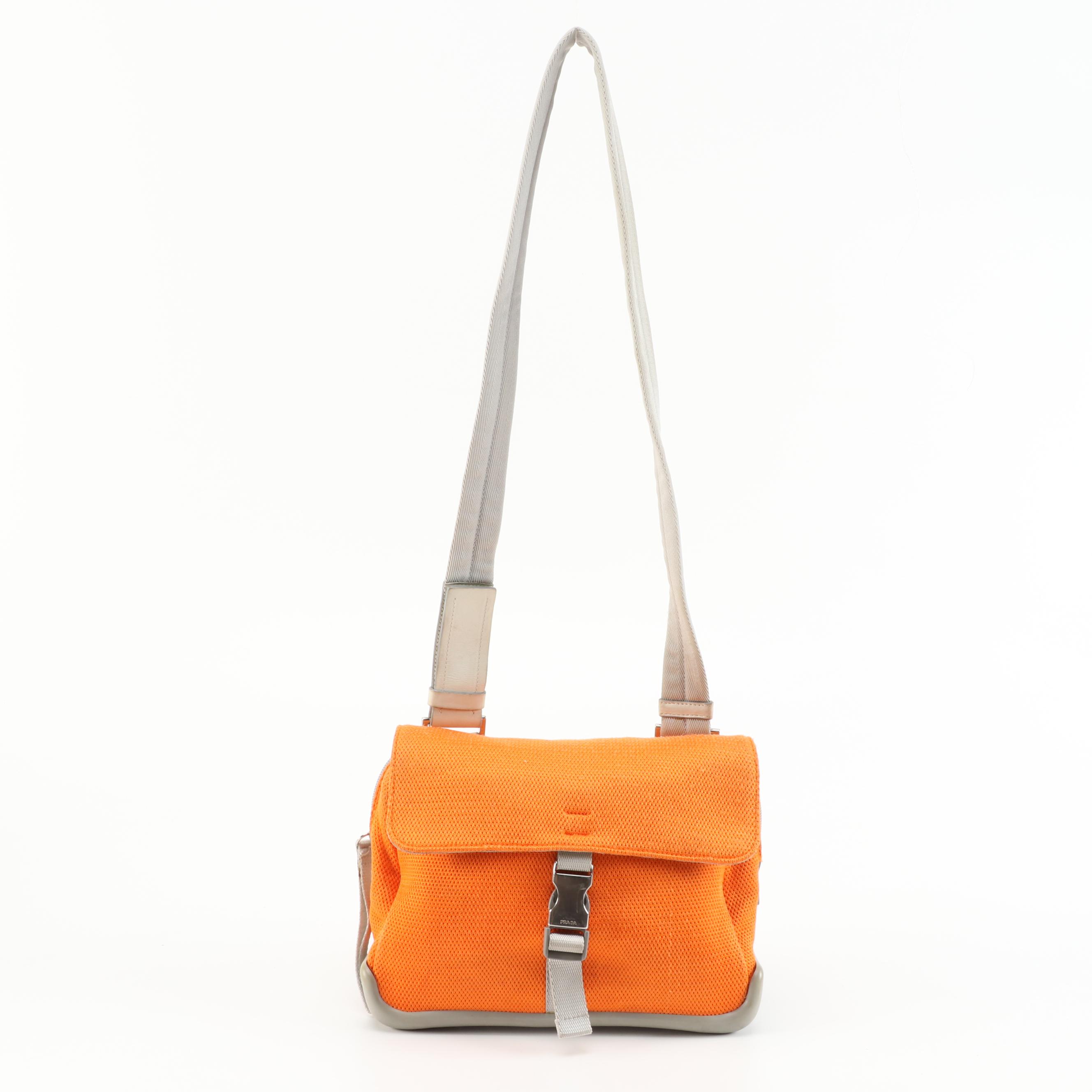 Prada Sport Orange/Gray Front Flap Shoulder Bag